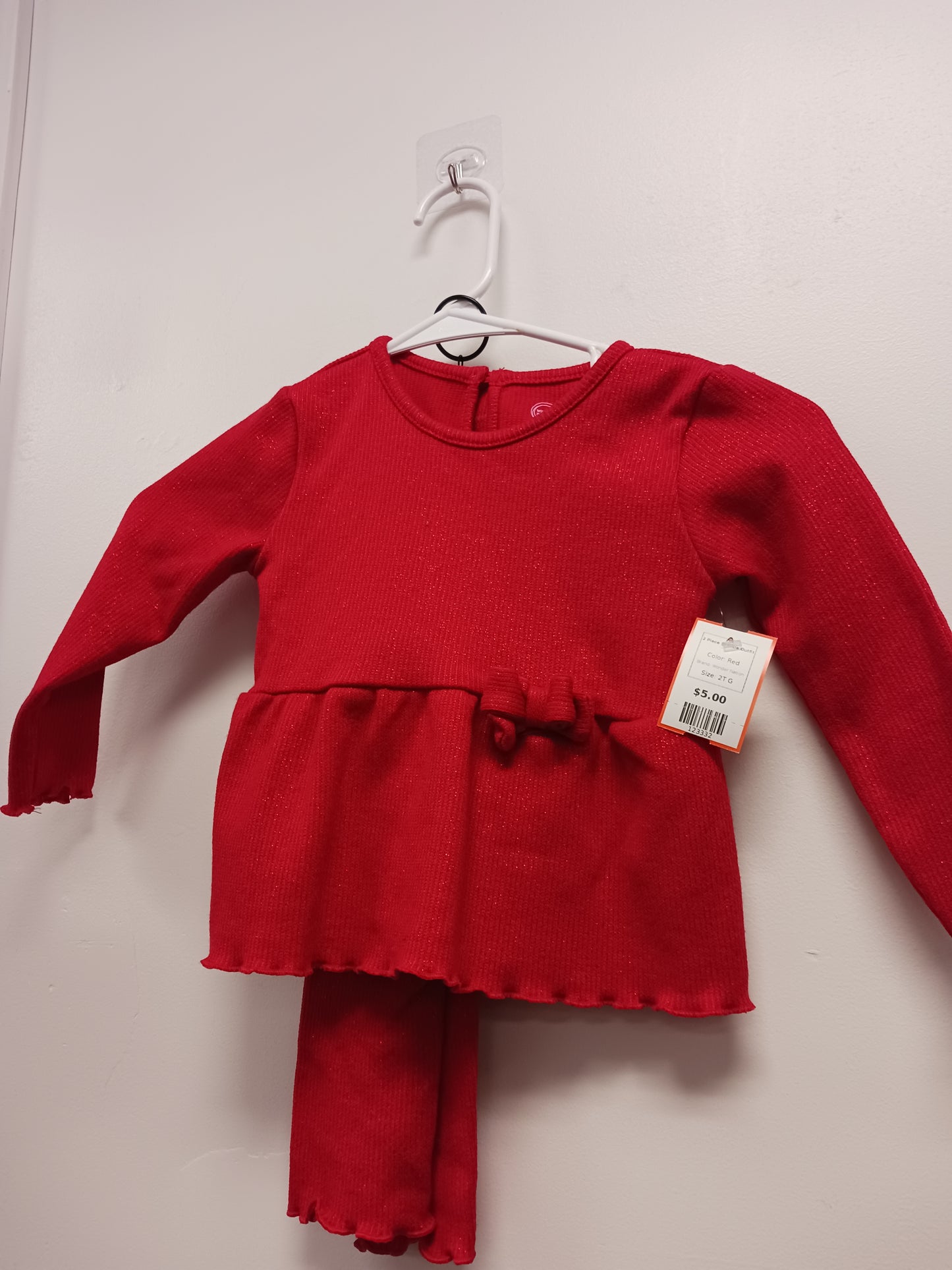 Red Wonder Nation 2 Piece Sparkle Outfit, 2T G