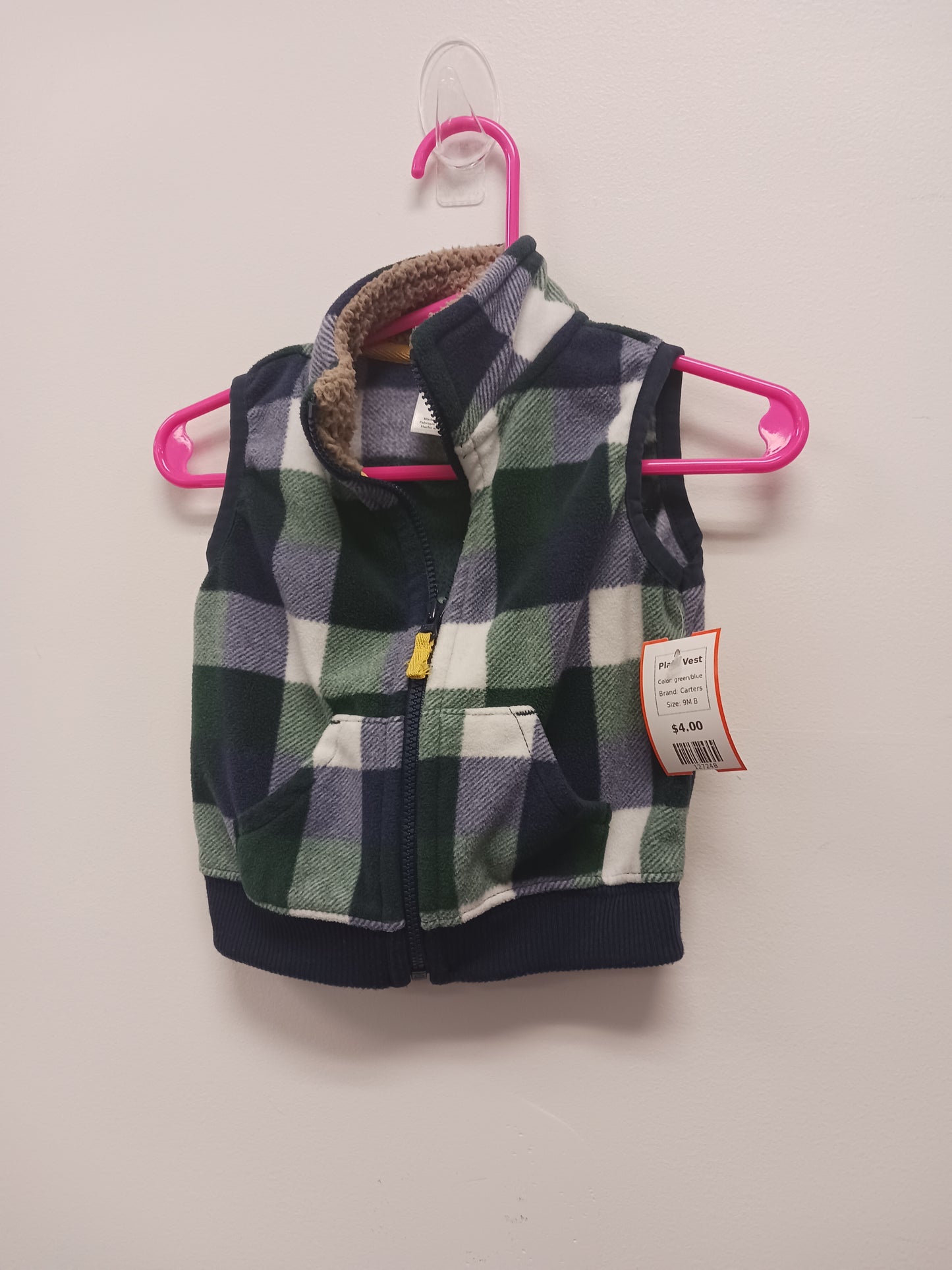 green/blue Carters Plaid Vest, 9M B