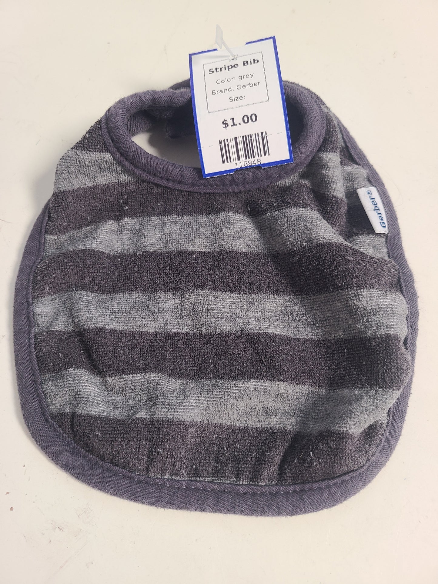 grey Gerber Stripe Bib
