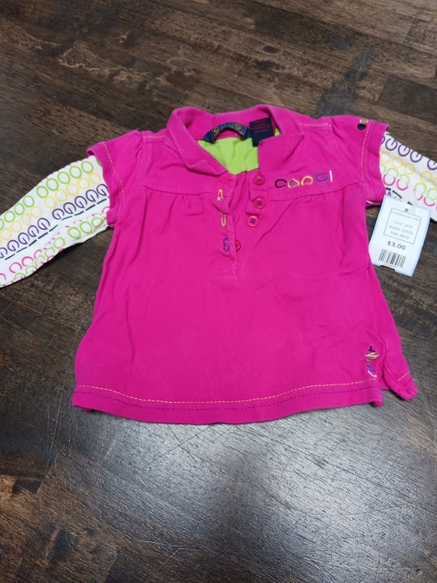 pink COOGI Long Sleeve Shirt 6-9m, 6M G