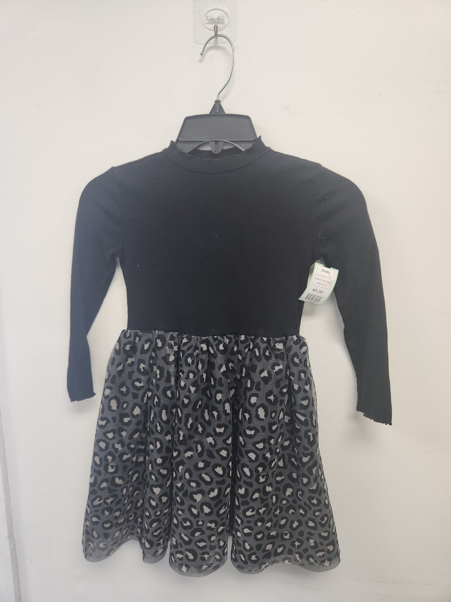 Black/Grey Cheetah Old Navy Dress, 5T G