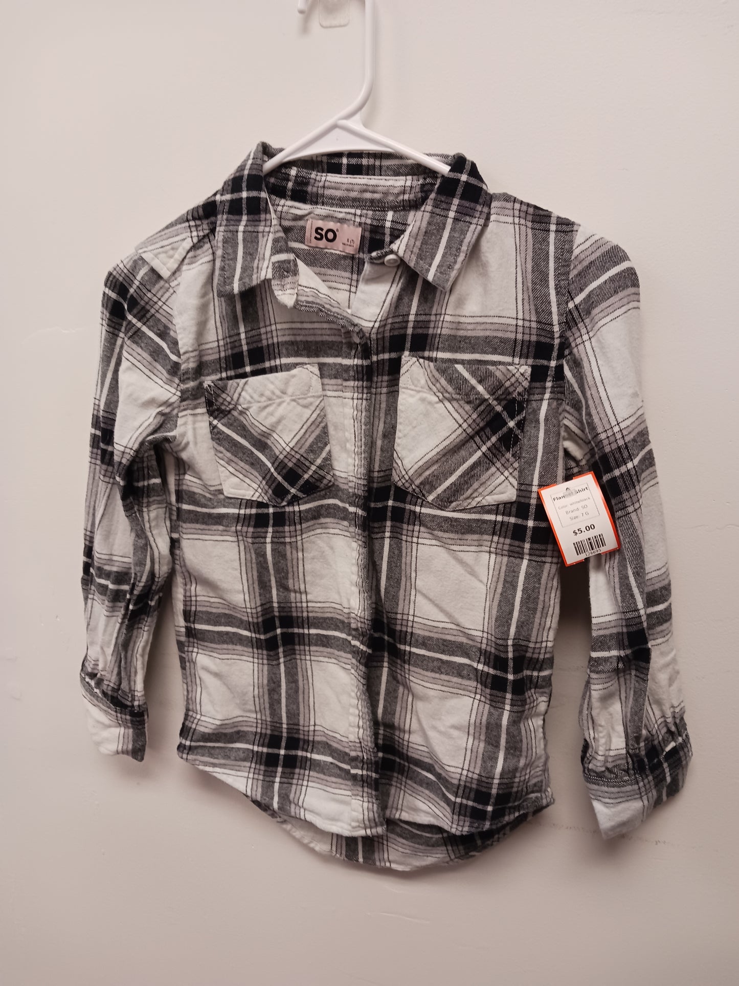 white/black SO Flannel Shirt, 7 G