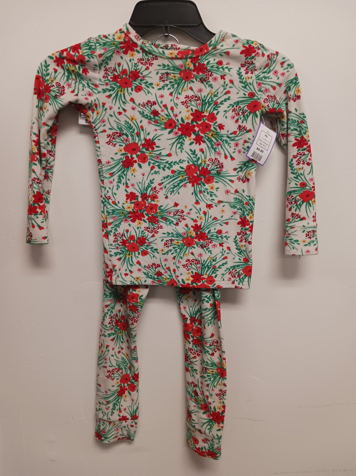 White/Red/Green Flower Cat & Jack Pjs, 5T G