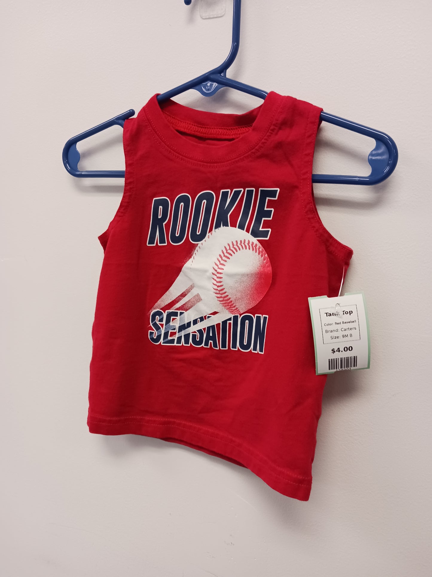 Red Baseball Carters Tank Top, 9M B