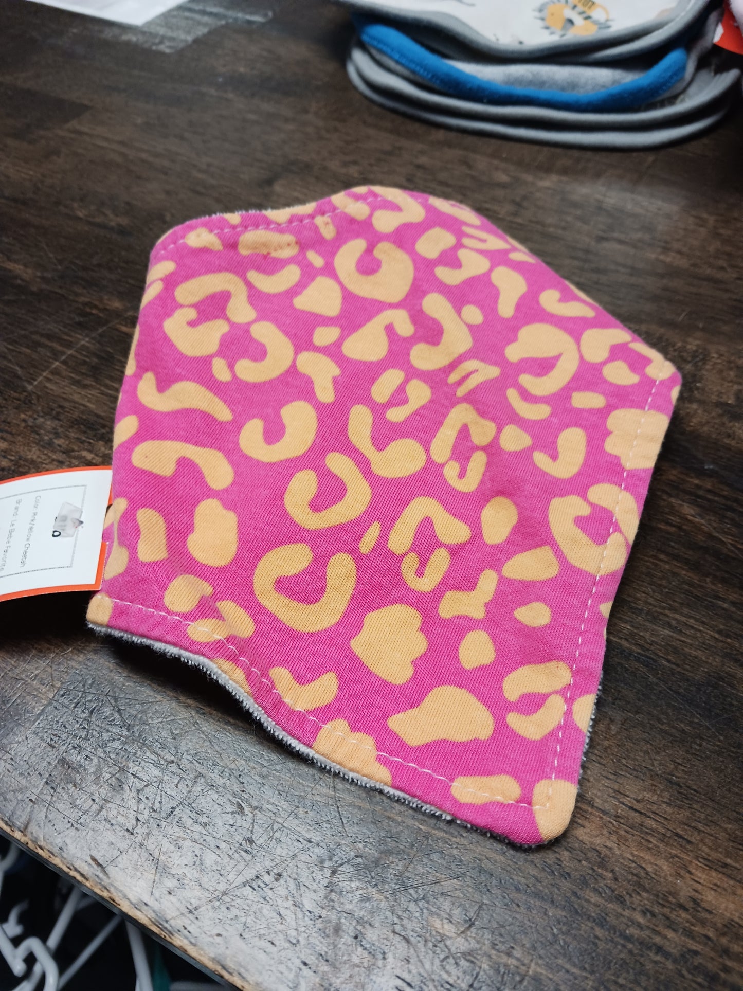 Pink/Yellow Cheetah Le Bebe Favorite Bib