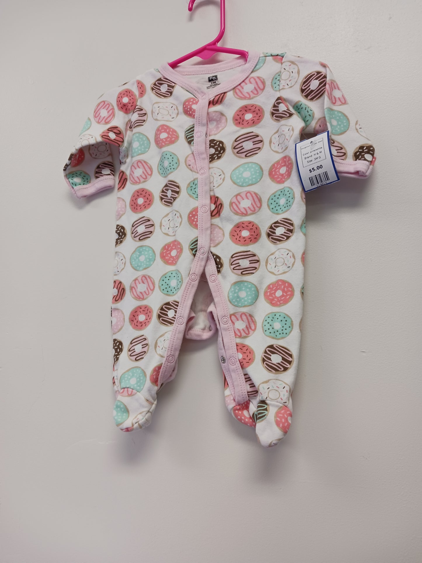 pink/white H & M Doughnut Sleeper 3/6m, 3M G