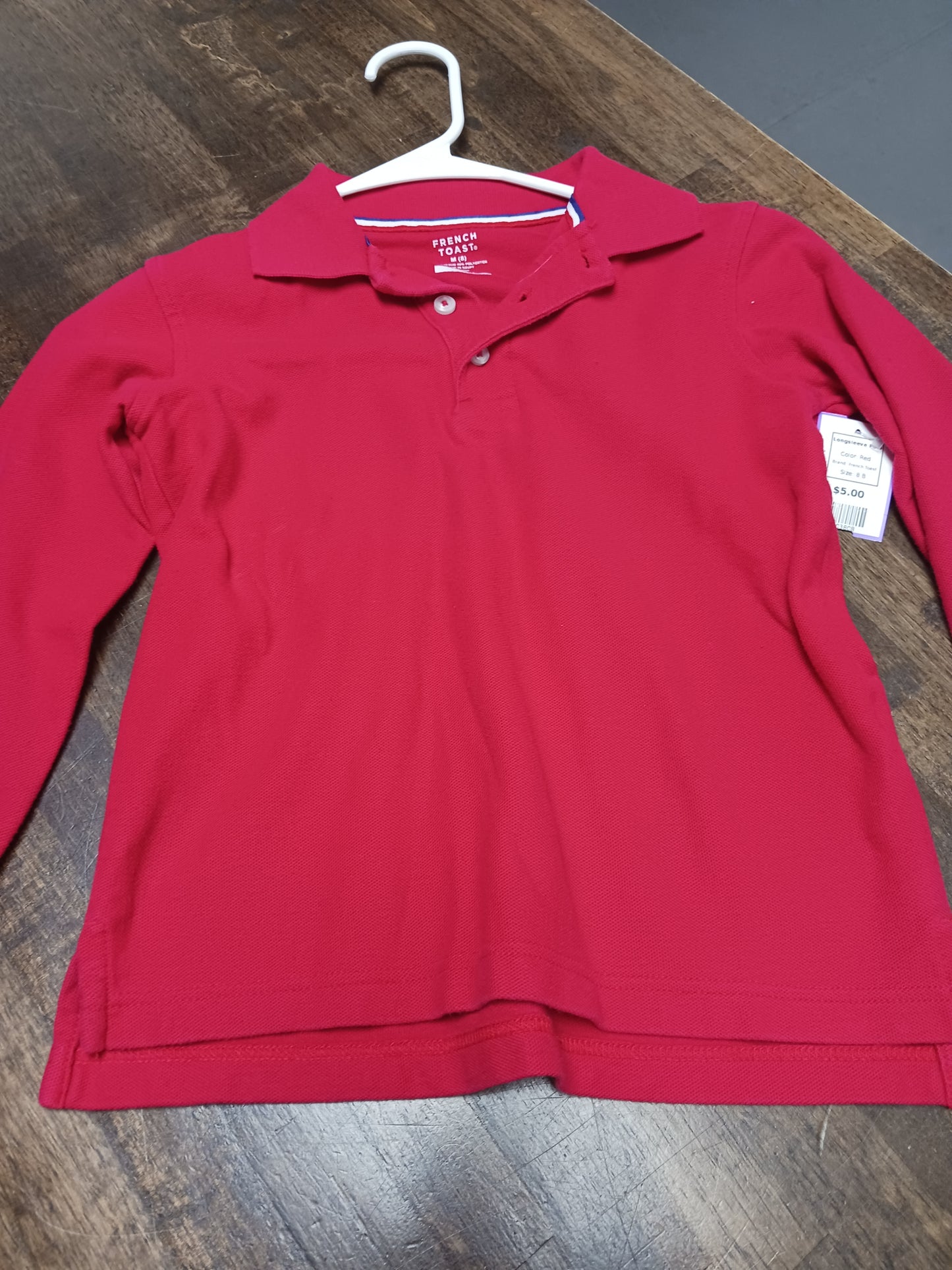 Red French Toast Longsleeve Polo, 8 B