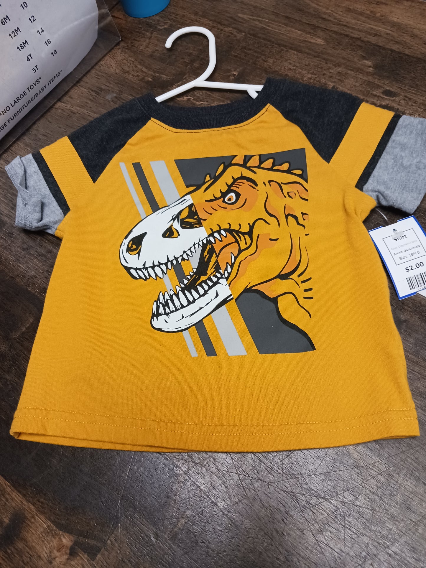 Grey/Yellow Dino Garanimals Shirt, 18M B