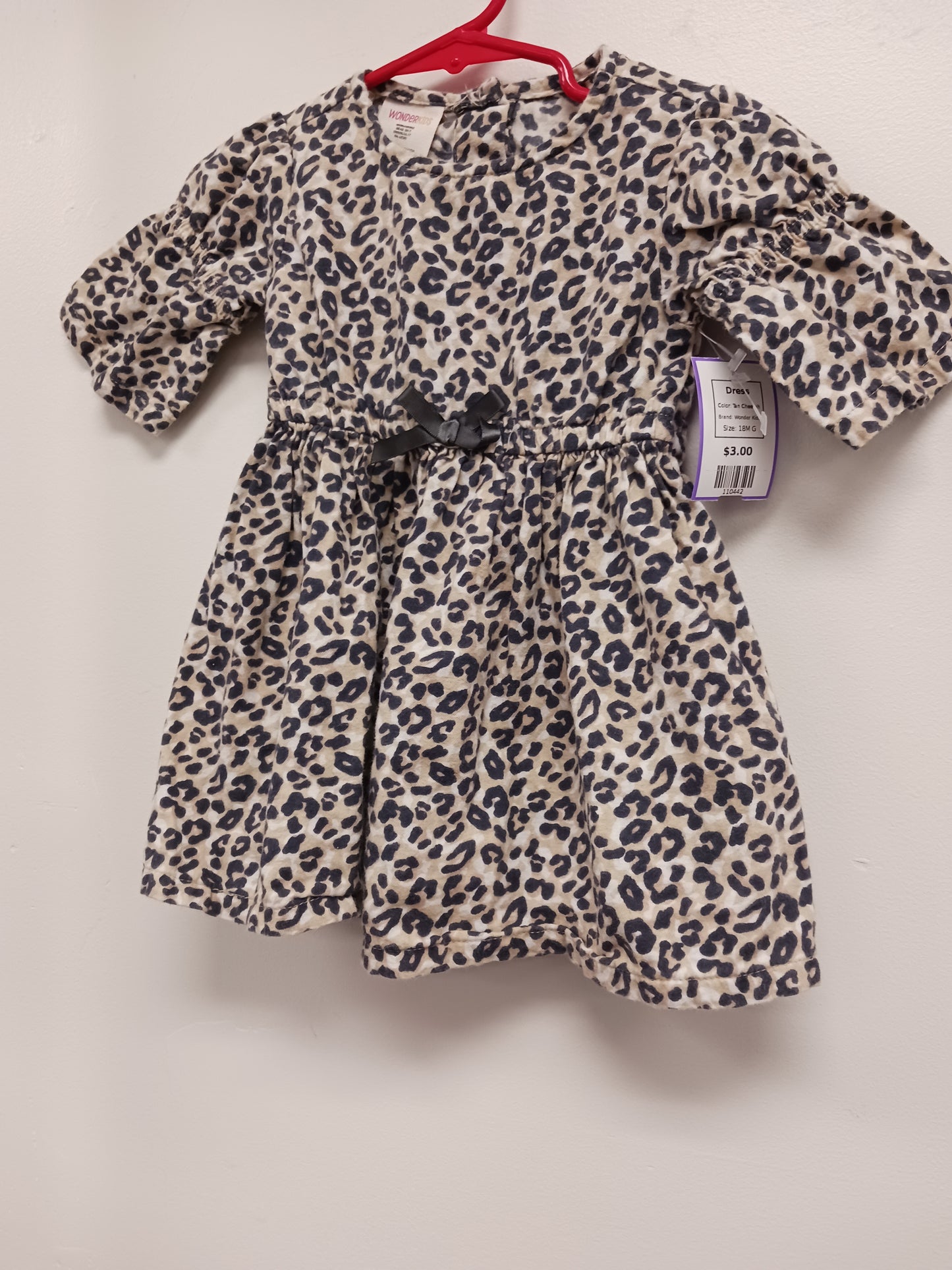 Tan Cheetah Wonder Kids Dress, 18M G