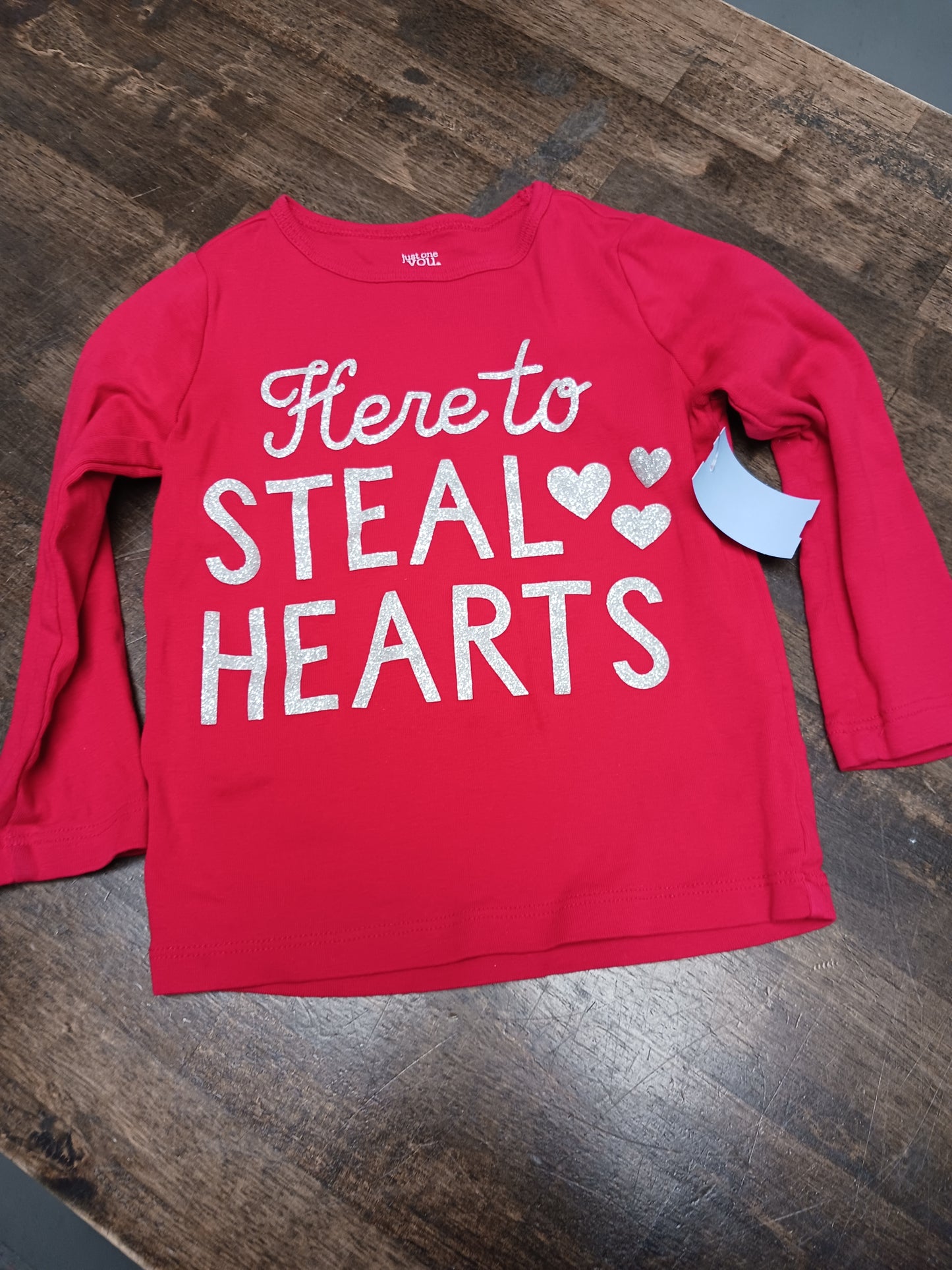 red just one you Long Sleeve Heart Shirt, 3T G