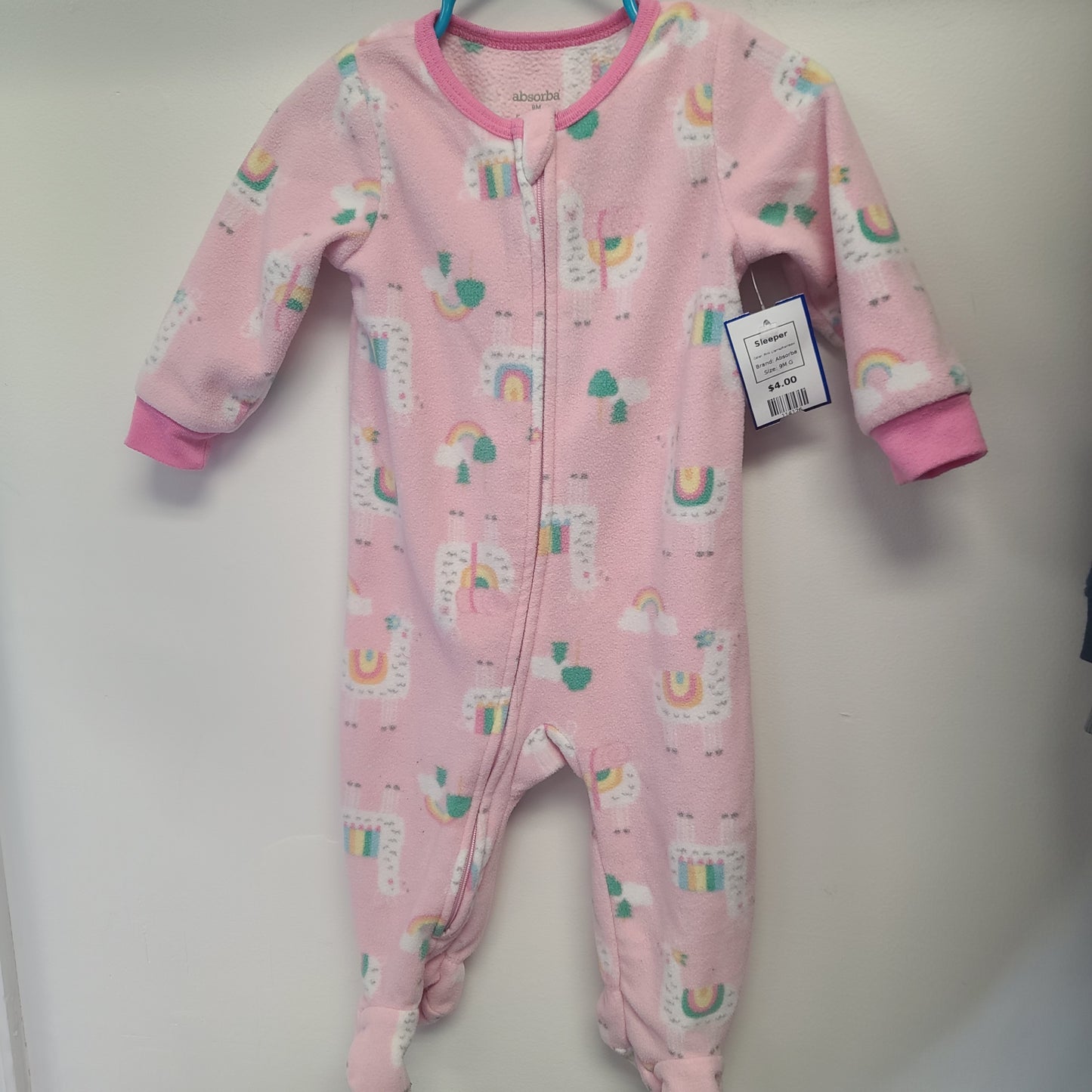 Pink Llama/Rainbow Absorba Sleeper, 9M G