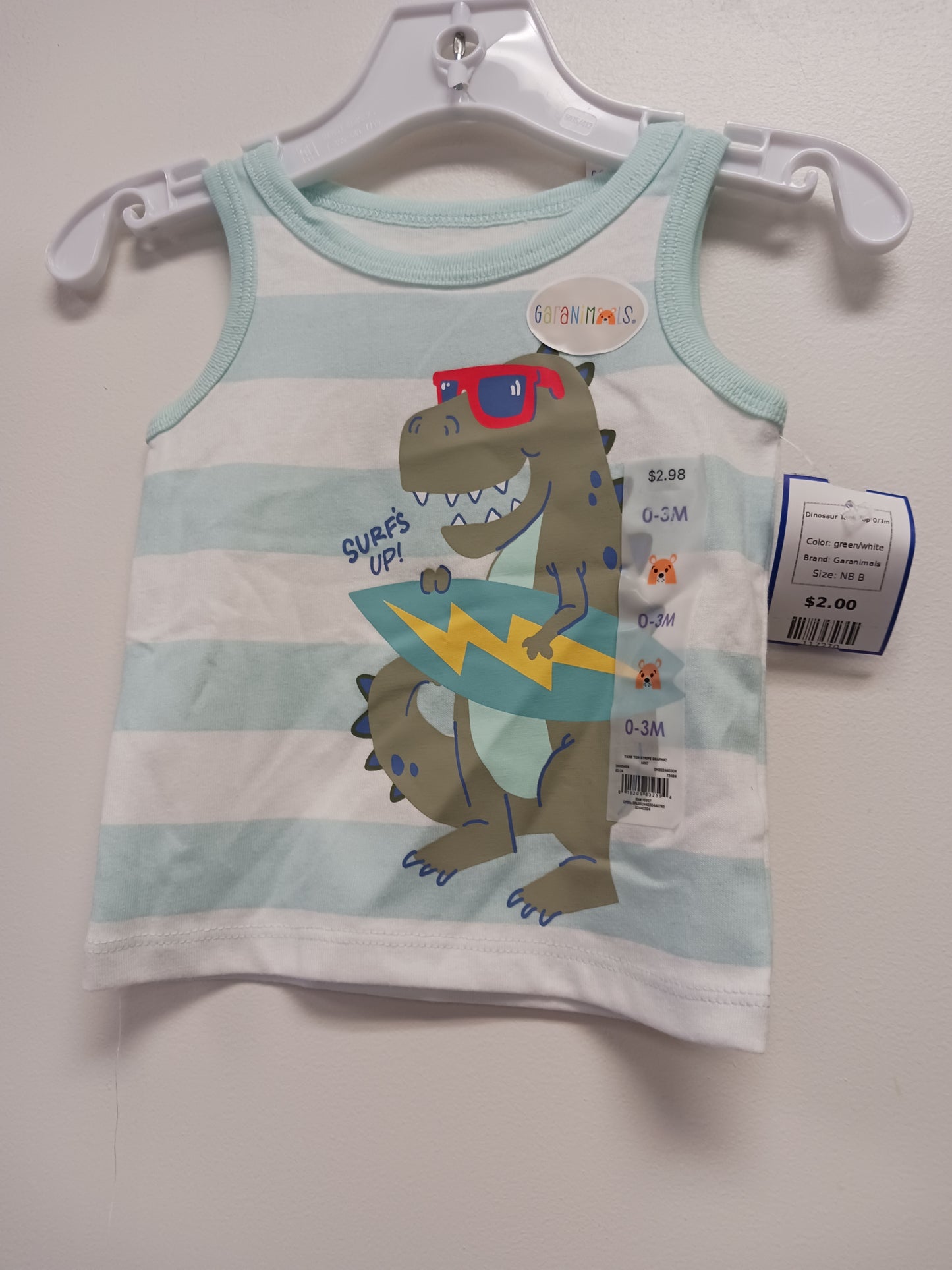 green/white Garanimals Dinosaur Tank Top 0/3m, NB B