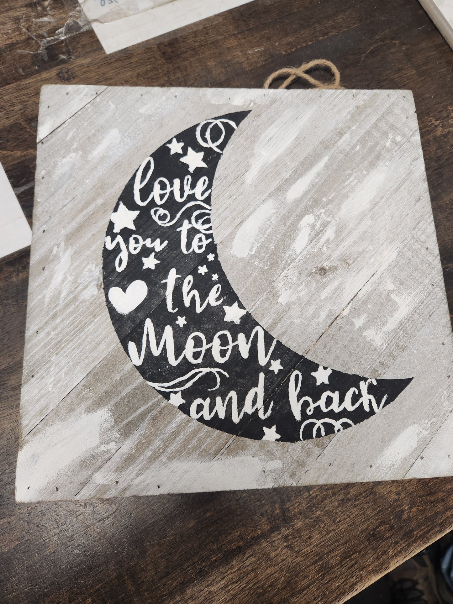 Grey/White/Black Love You To The Moon Sign