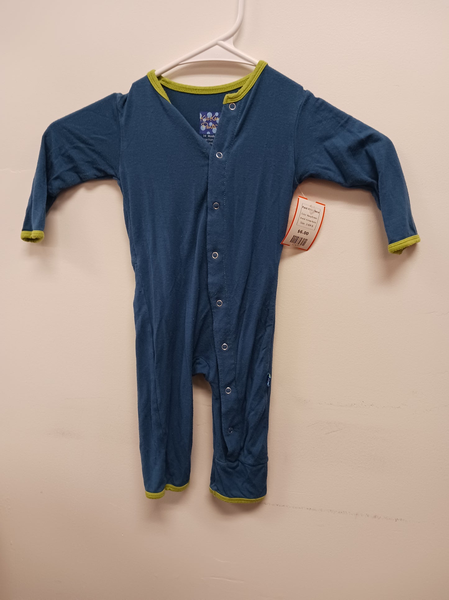 Navy/Green KicKee Pants Pant One Piece, 3-6M B