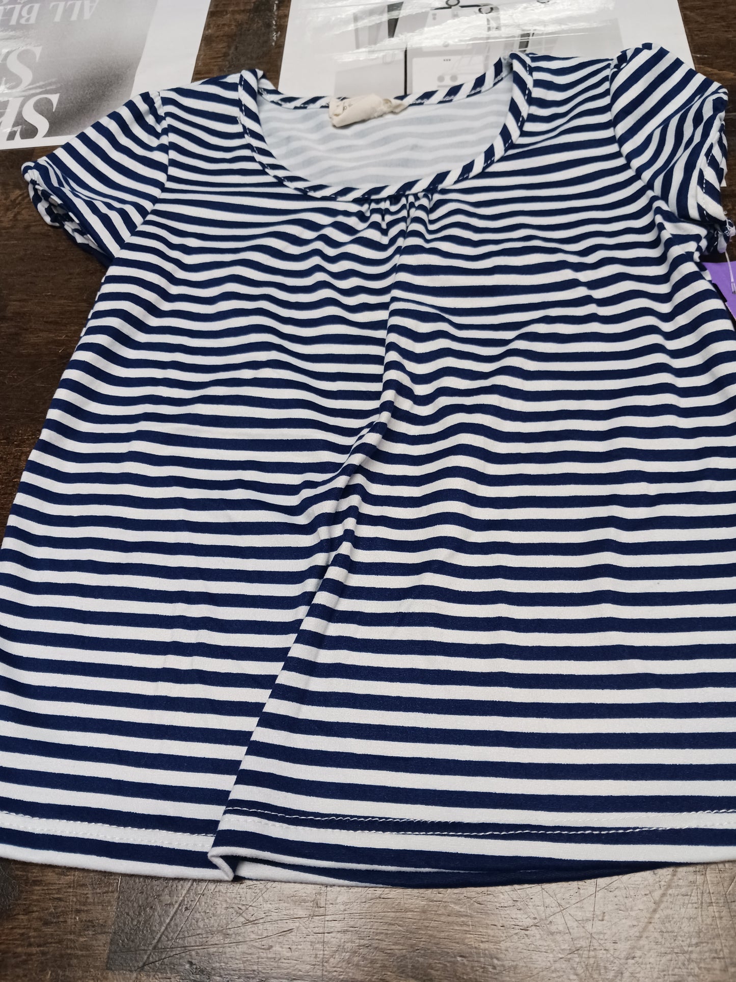 Navy/White Striped Ella & Bow Shirt, 4T G