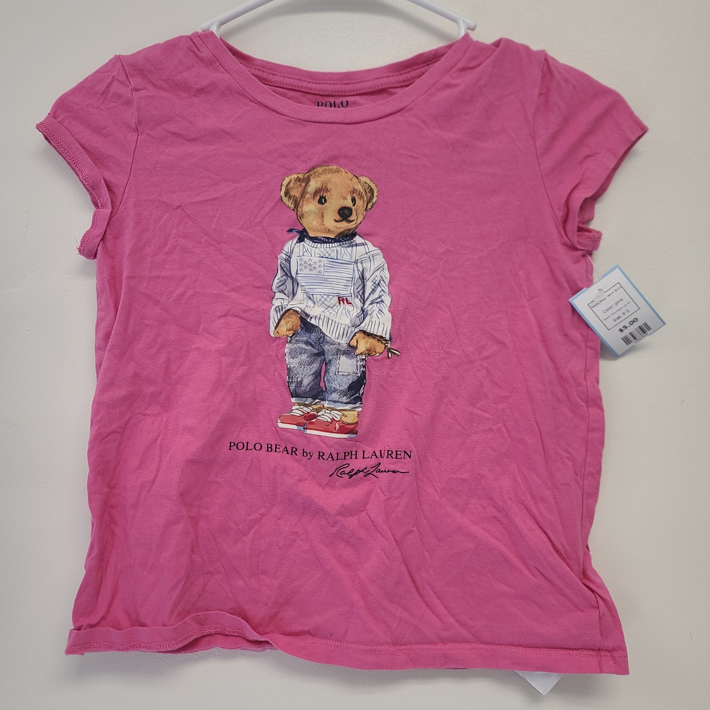 pink Polo Ralph Lauren Teddy Bear Tshirt 8-10, 8 G