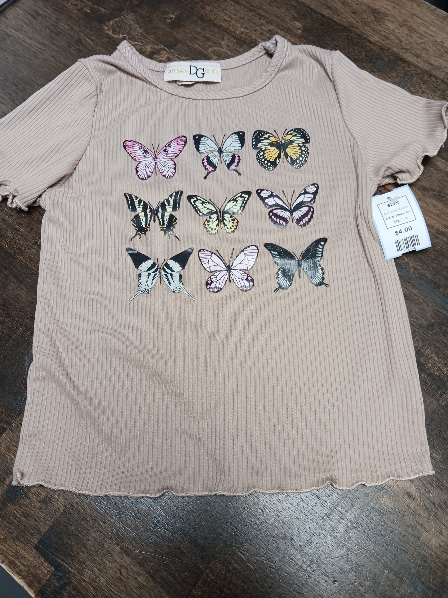 Brown Butterfly Dream Girl Shirt, 7 G