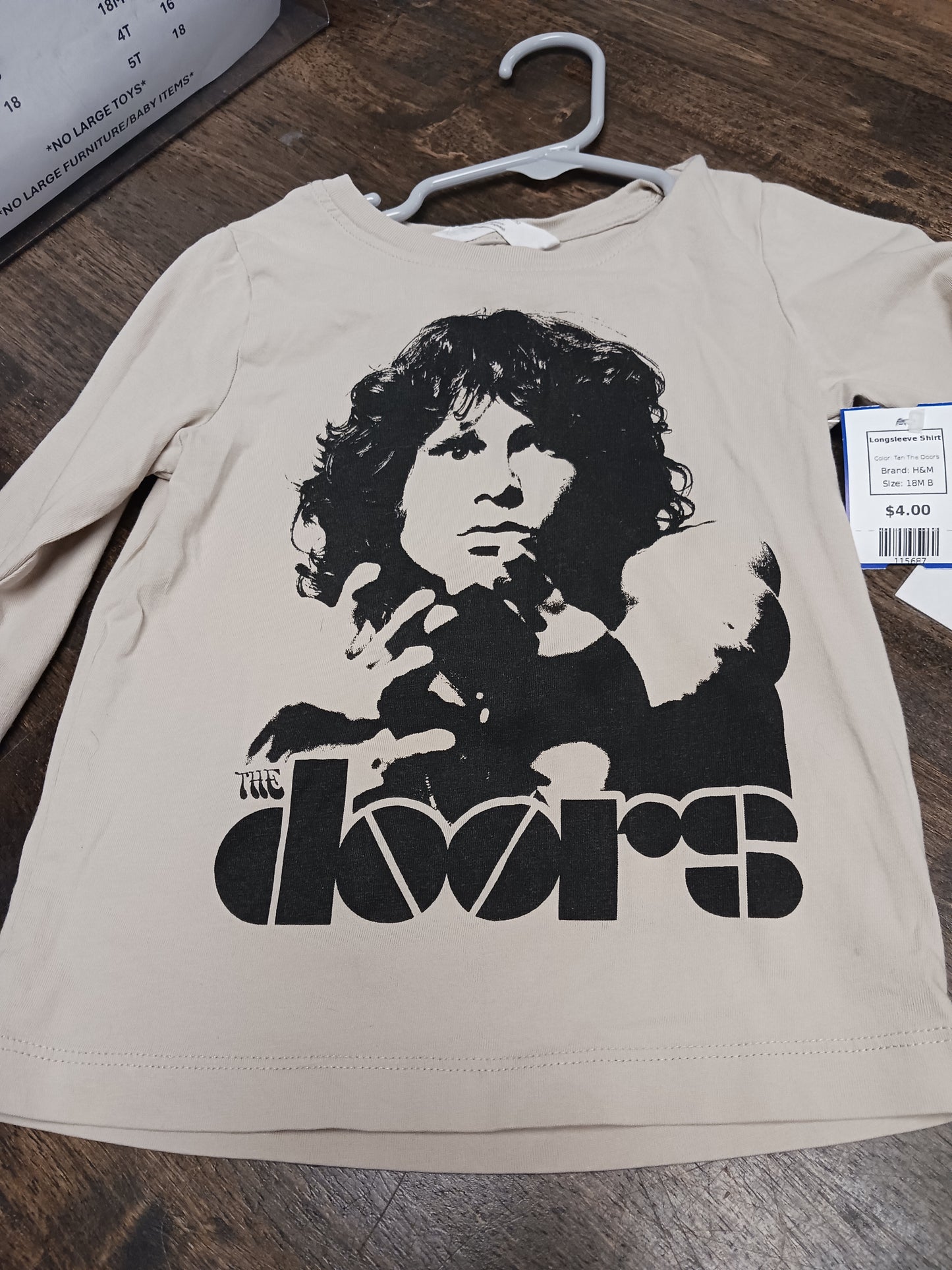Tan The Doors H&M Longsleeve Shirt, 18M B