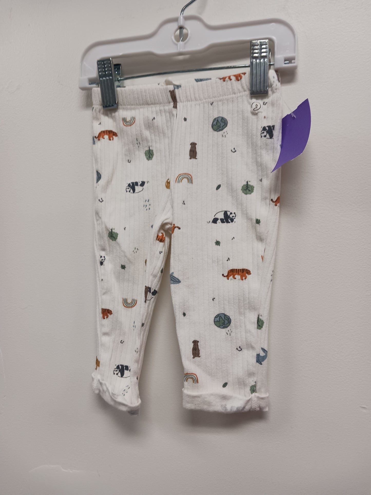 White Animal Carters Pants, 6M B