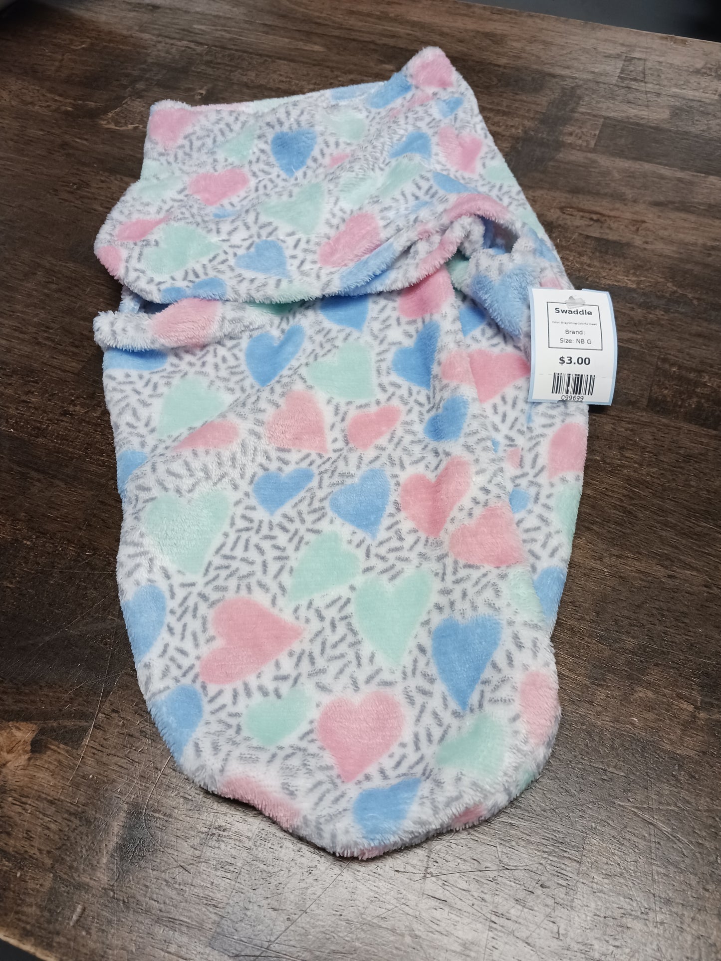 Grey/White/Colorful Heart Swaddle, NB G