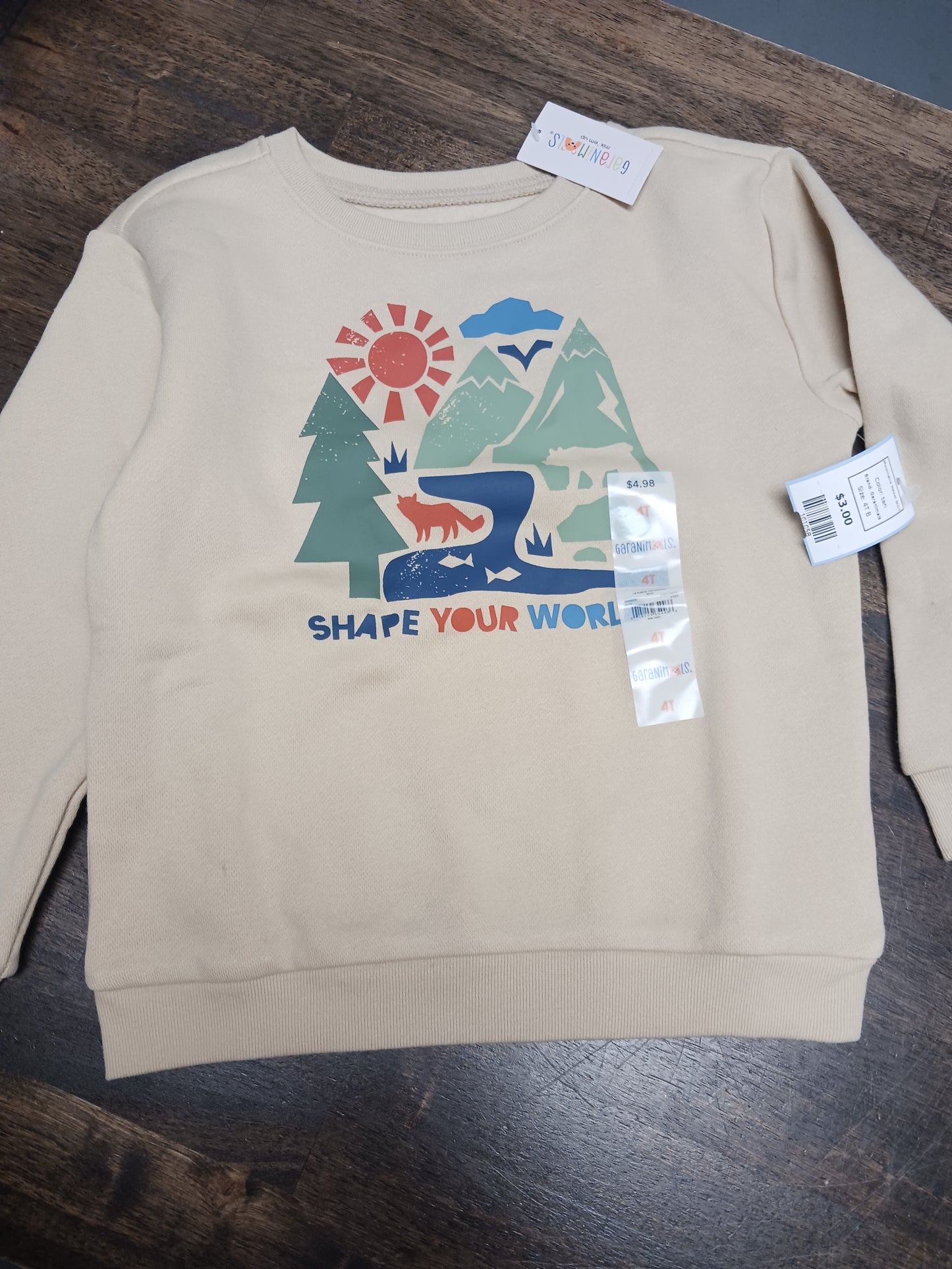 tan Garanimals Mountains Sweat Shirt, 4T B
