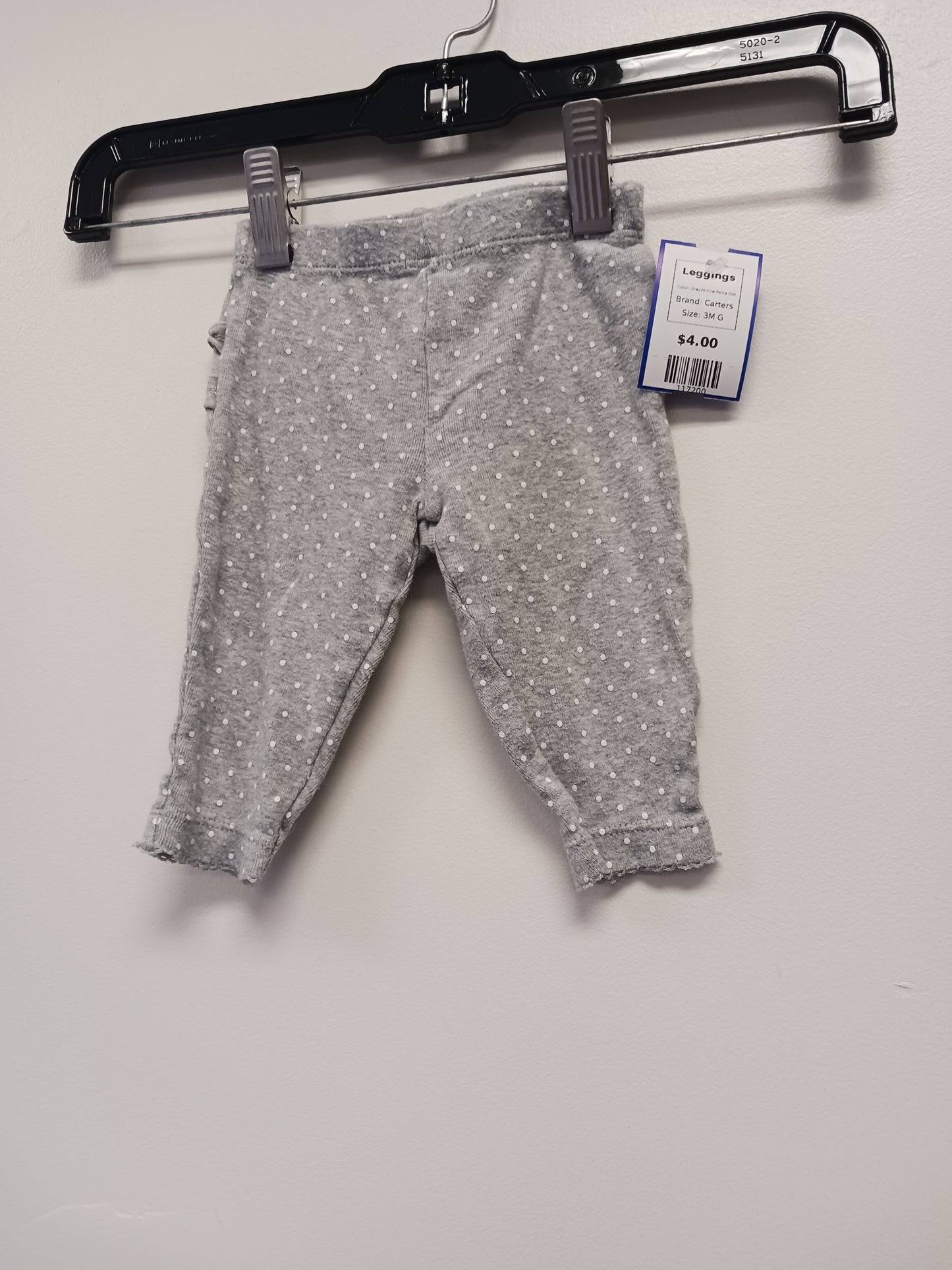 Grey/White Polka Dot Carters Leggings, 3M G