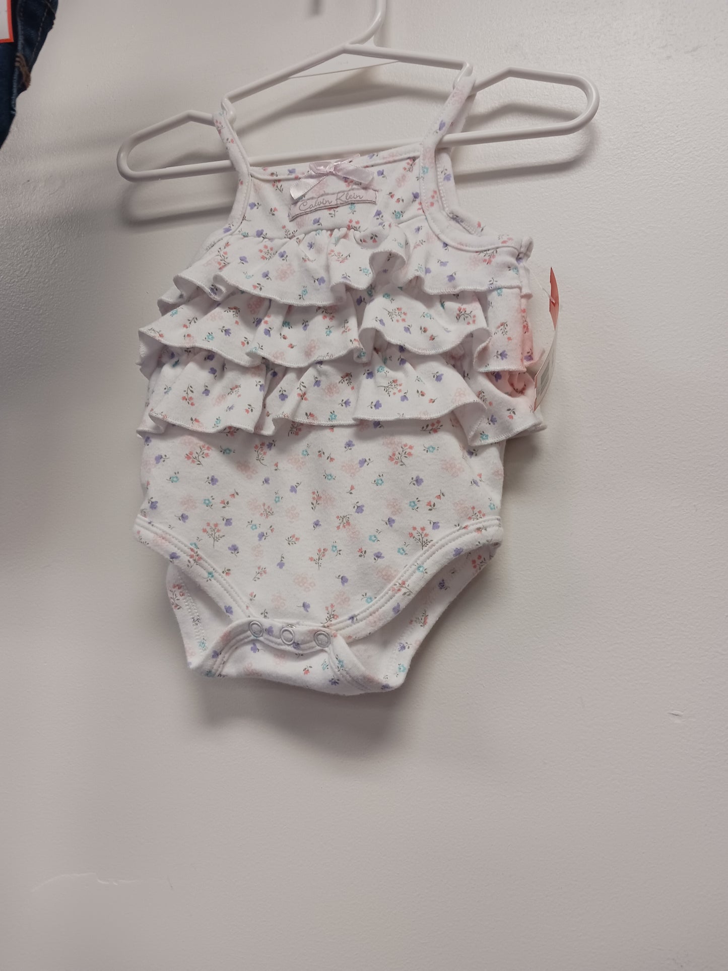 White/Colorful Flower Calvin Klein Tank Top Onesie, NB G