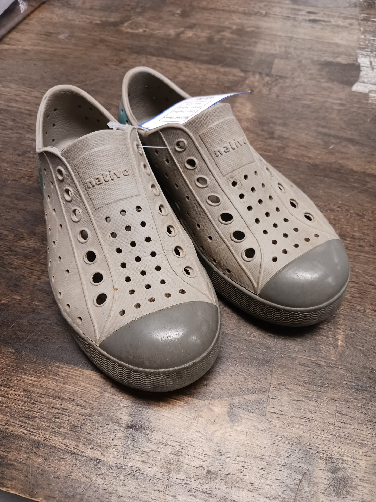 Grey/Blue Natives Rubber Shoes, 12 B