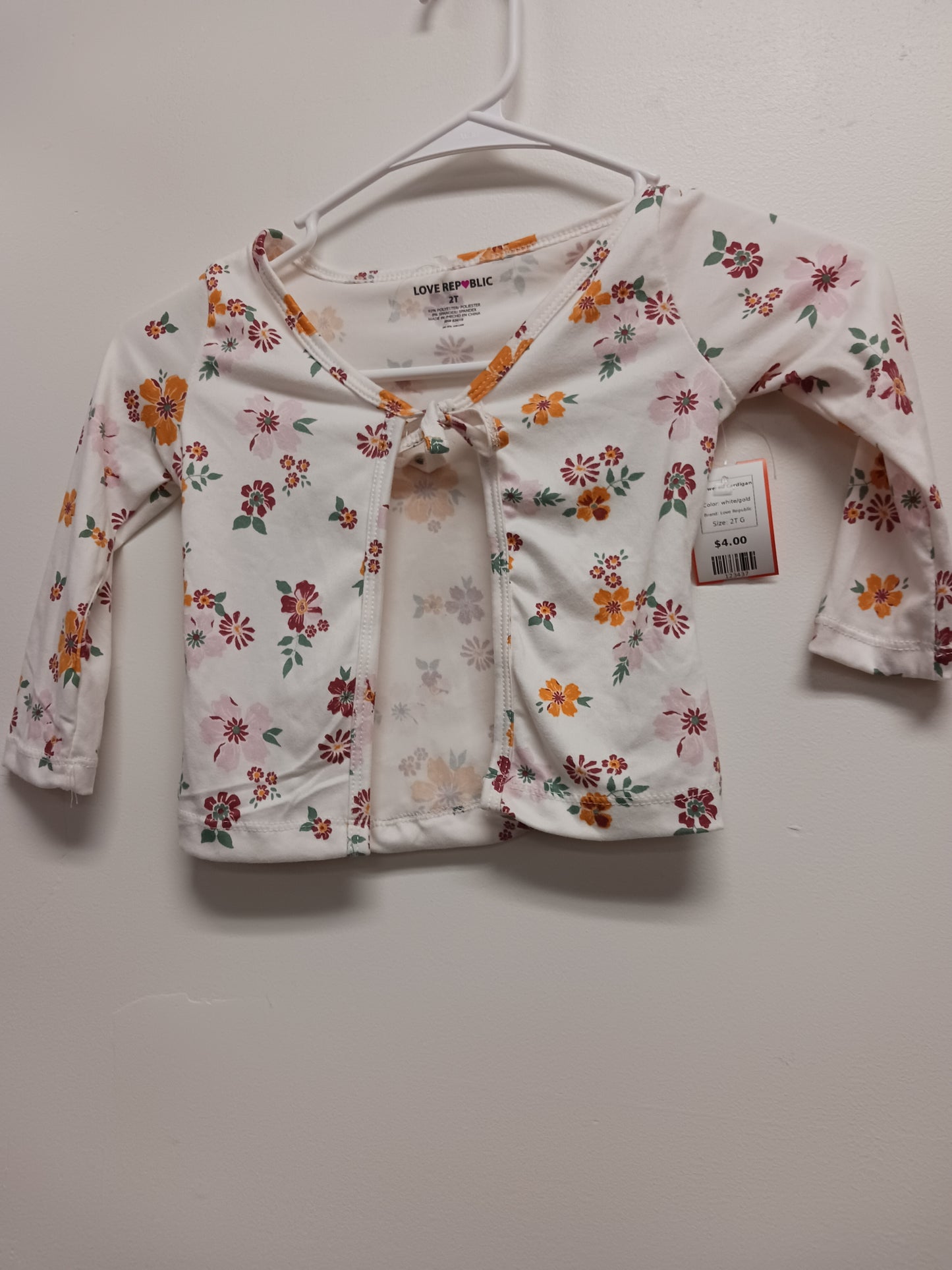 white/gold Love Republic Flowered Cardigan, 2T G