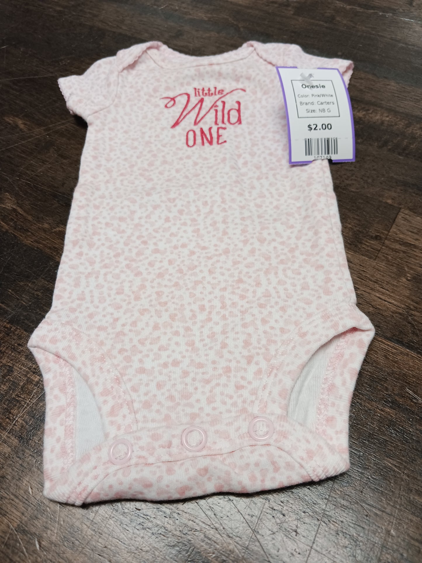 Pink/White Carters Onesie, NB G