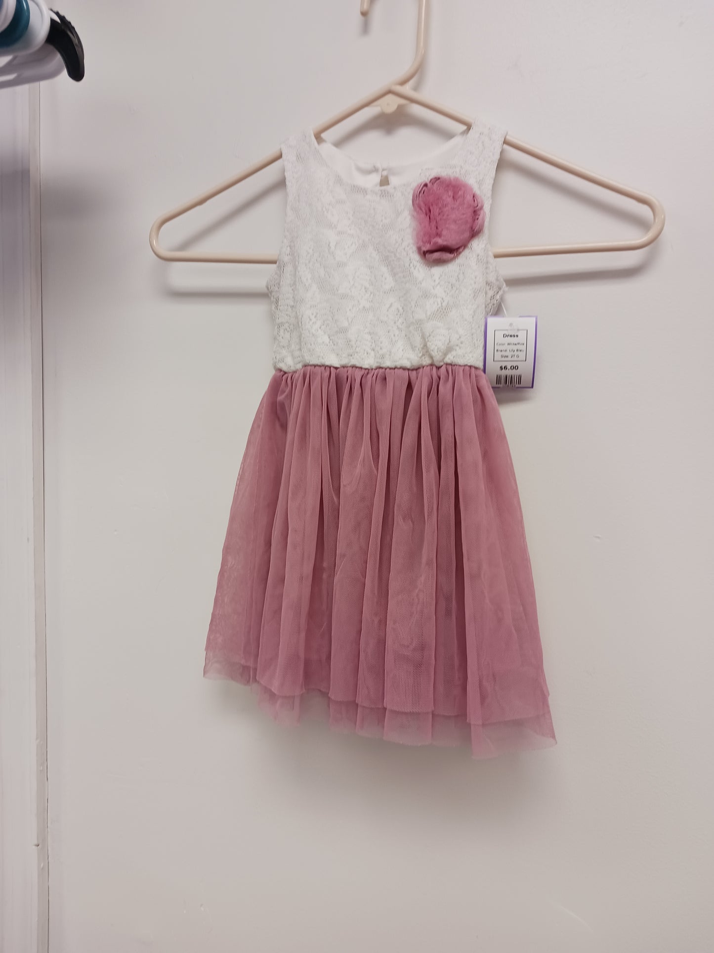 White/Pink Lily Bleu Dress, 2T G