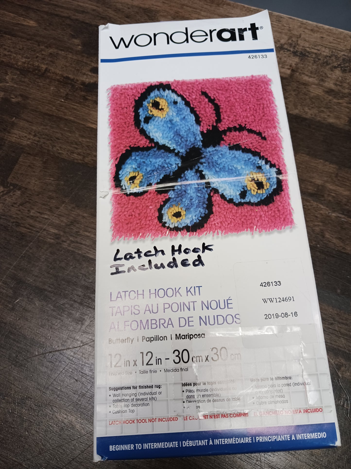 Pink/Blue Butterfly Wonder Art Latch Hook Kit