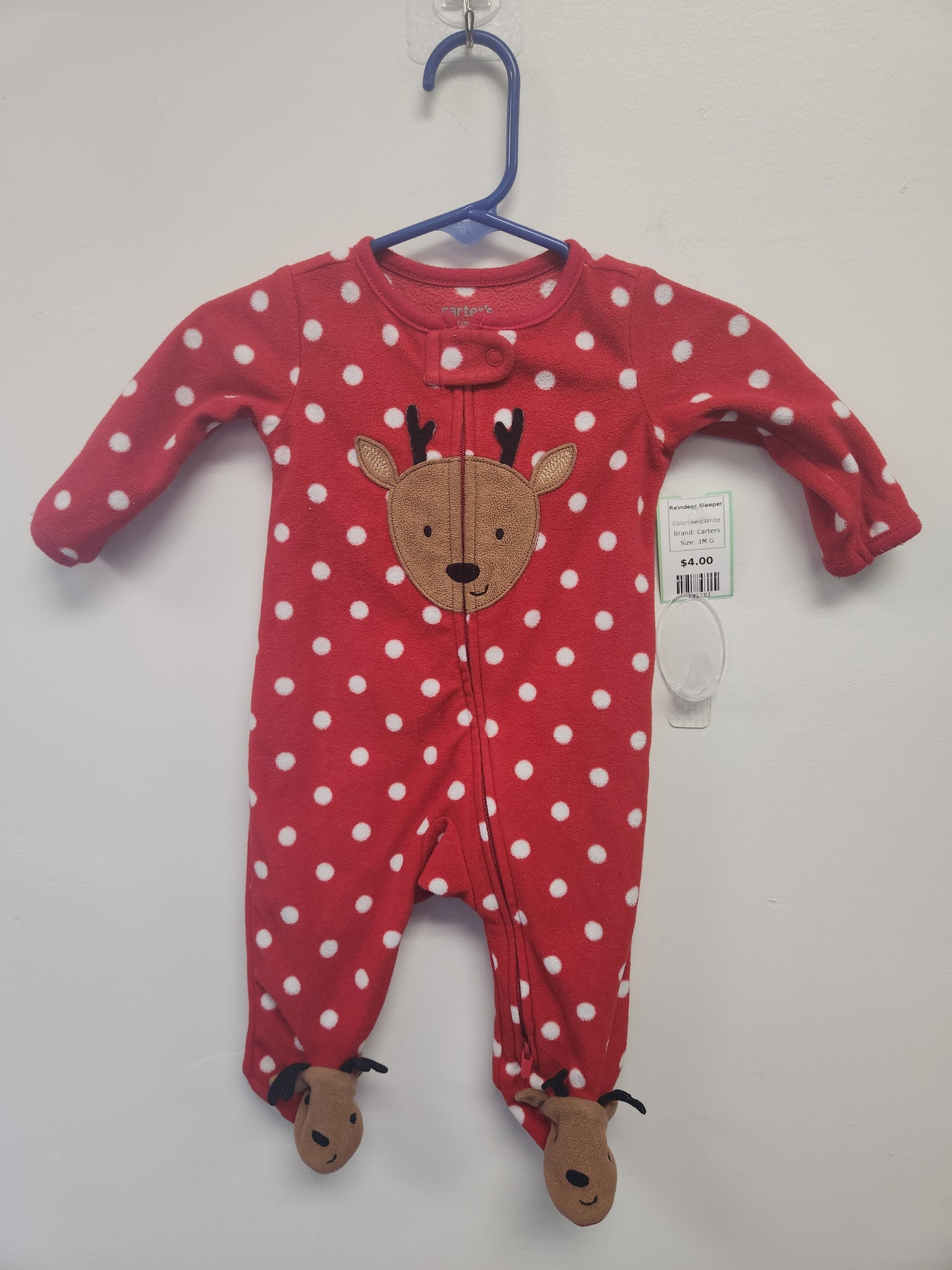 Red/White Carters Reindeer Sleeper, 3M G