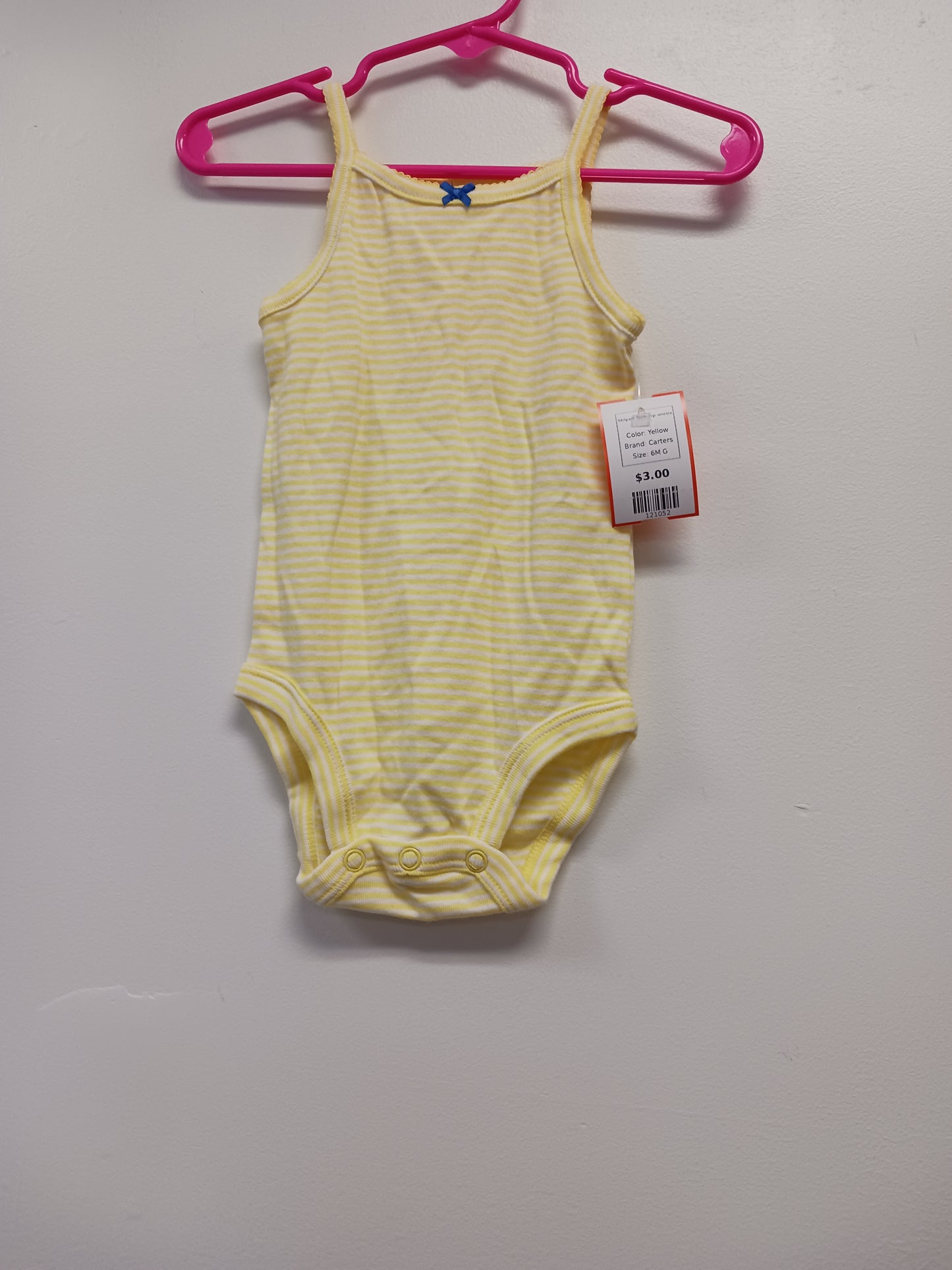 Yellow Carters Striped Tank Top onesie, 6M G