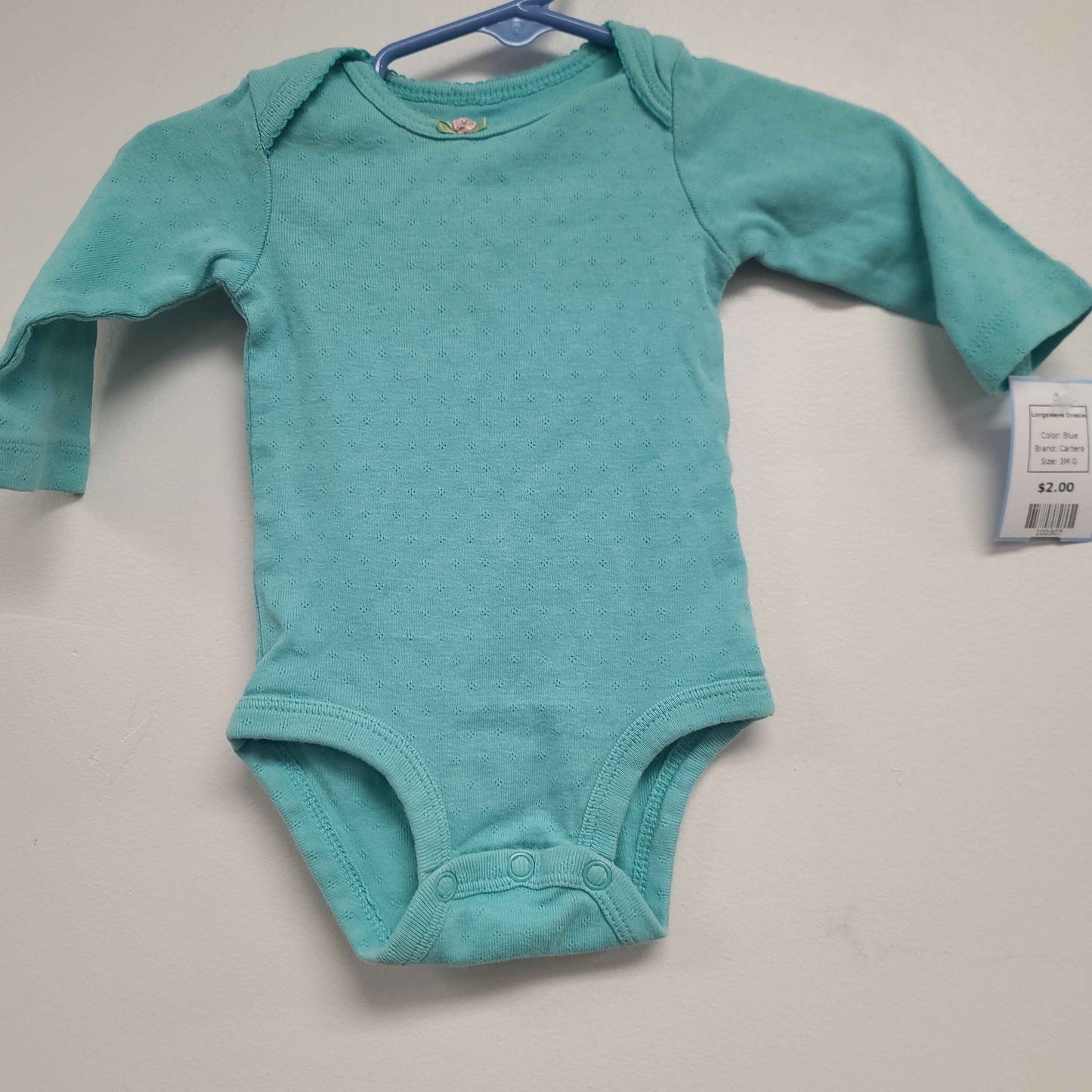 Blue Carters Longsleeve Onesie, 3M G