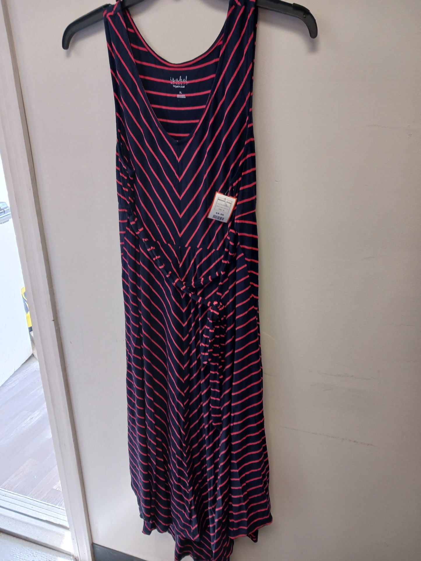 Navy/Pink Striped Isabel Maternity Maternity Dress, XL