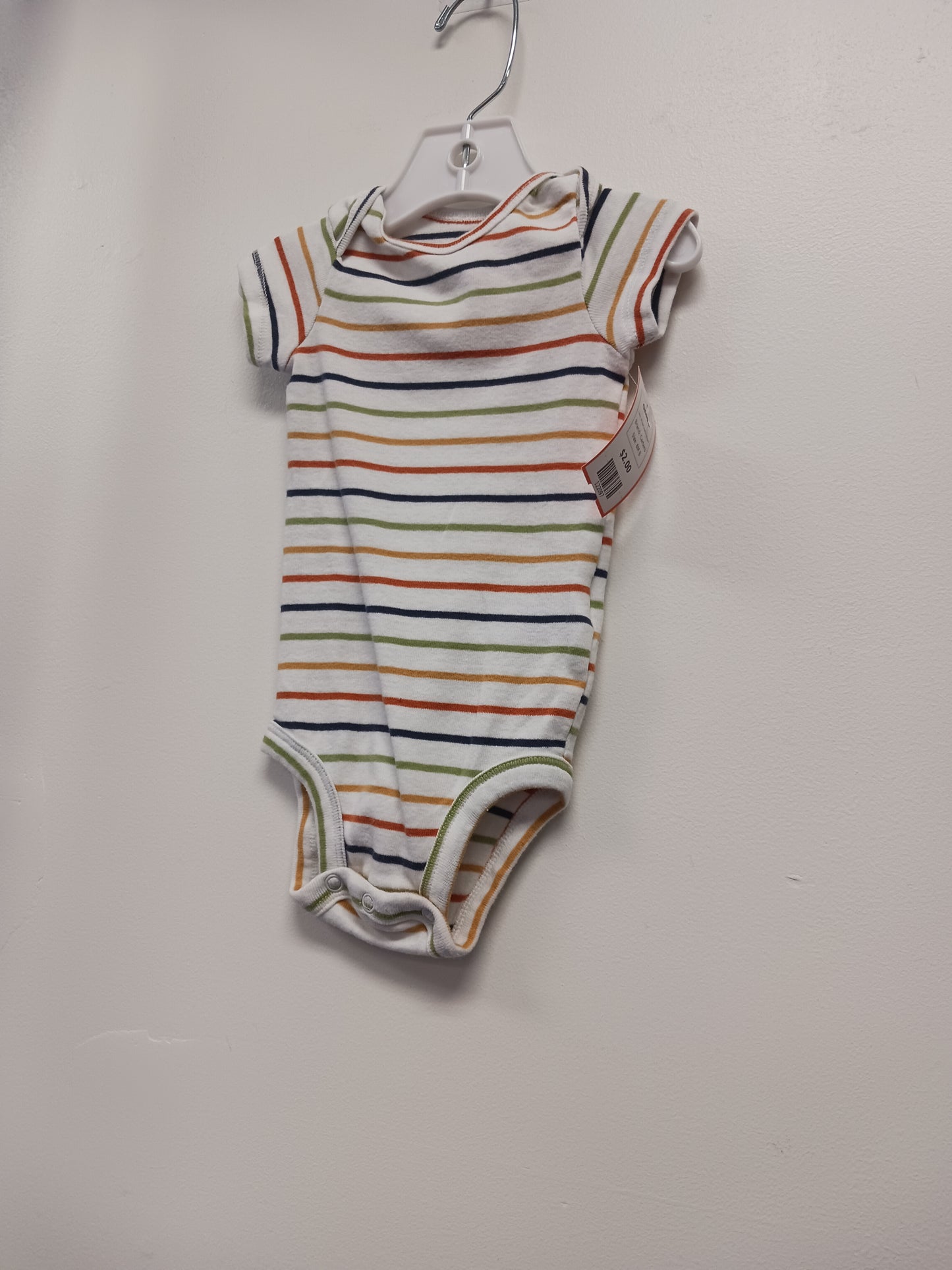White/Colorful Striped Carters Onesie, 6M B