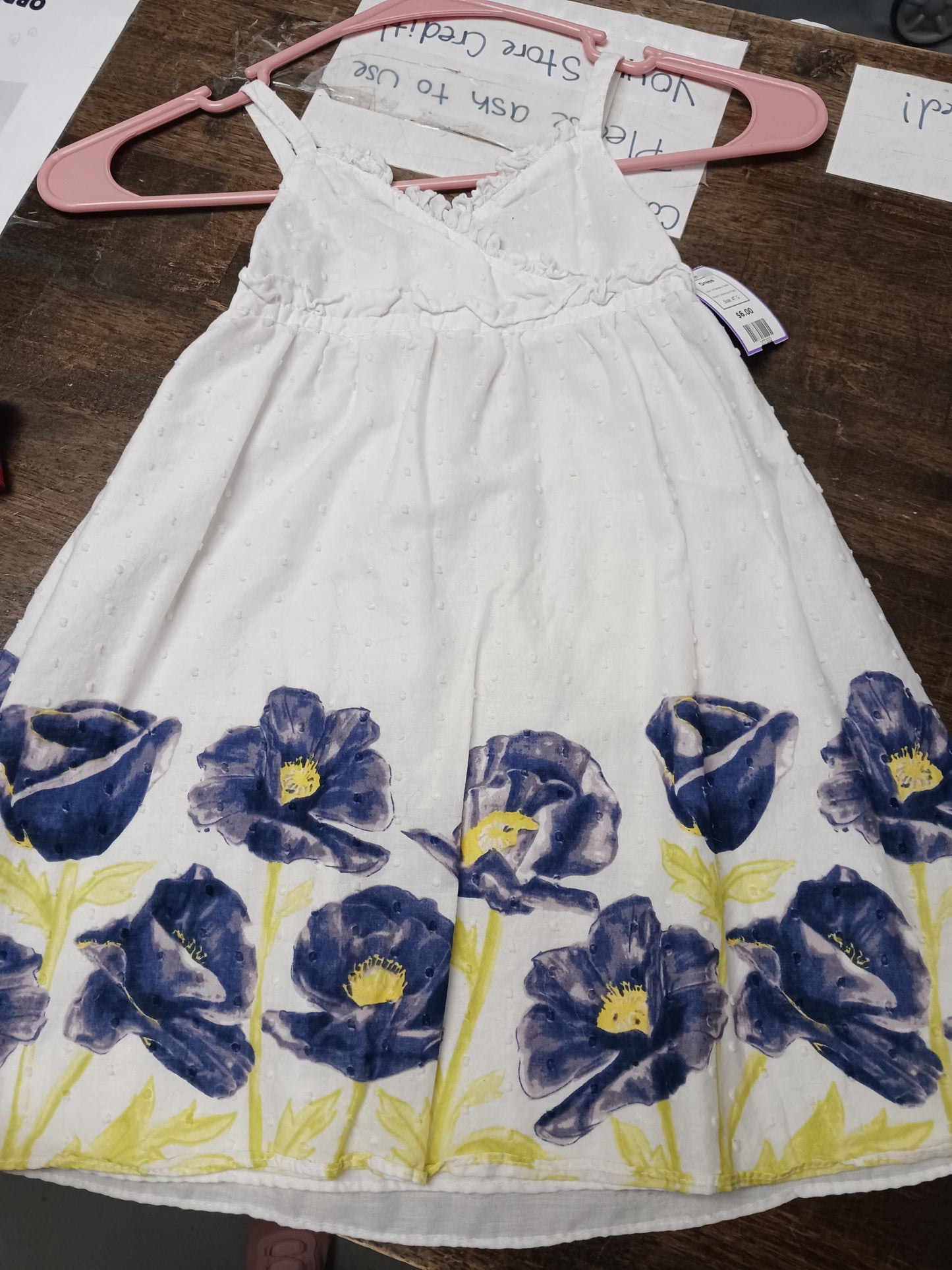 White/Navy Flower Penelope Mack Dress, 4T G
