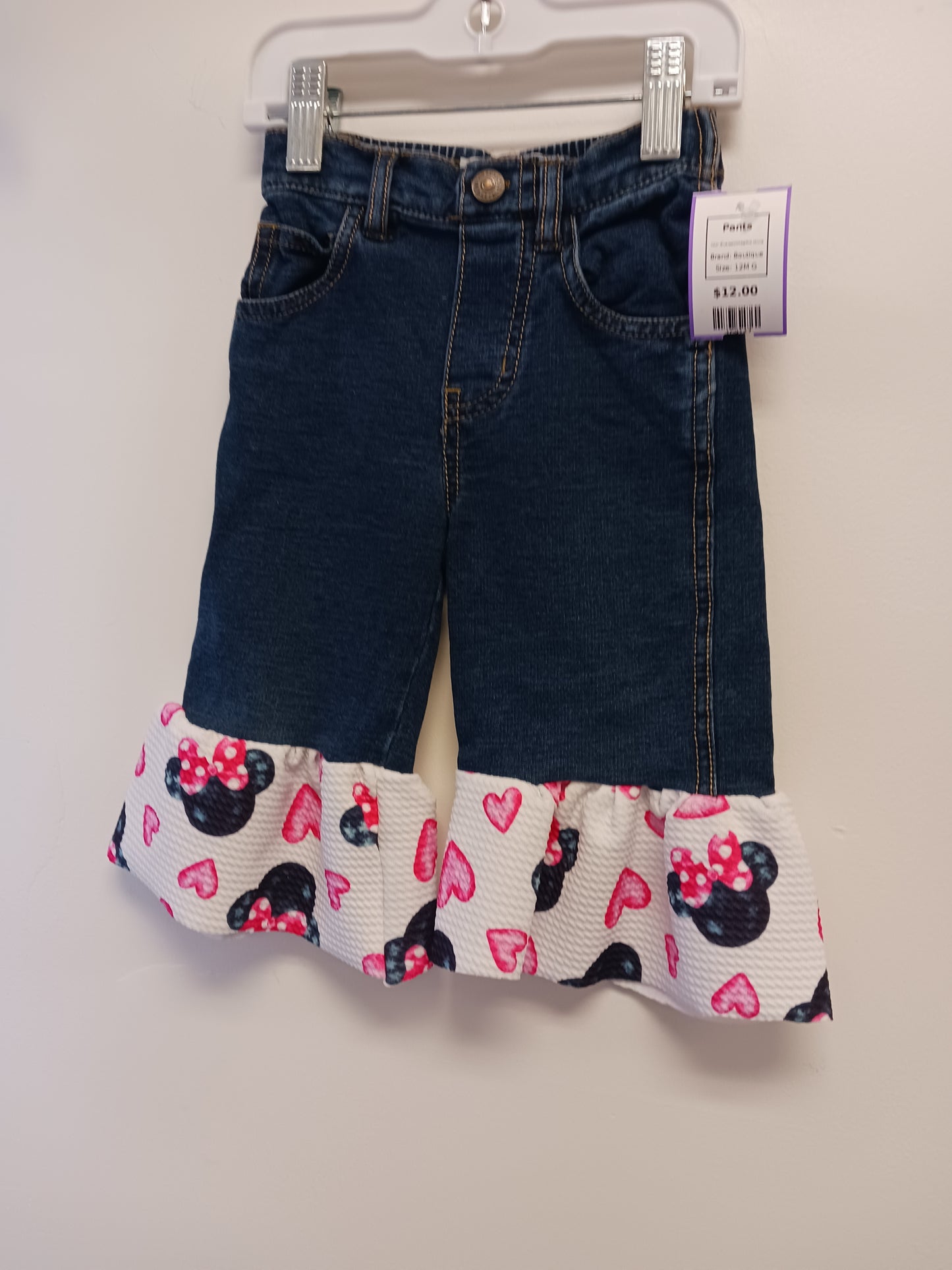 Blue Jean/White/Pink Minnie Boutique Pants, 12M G