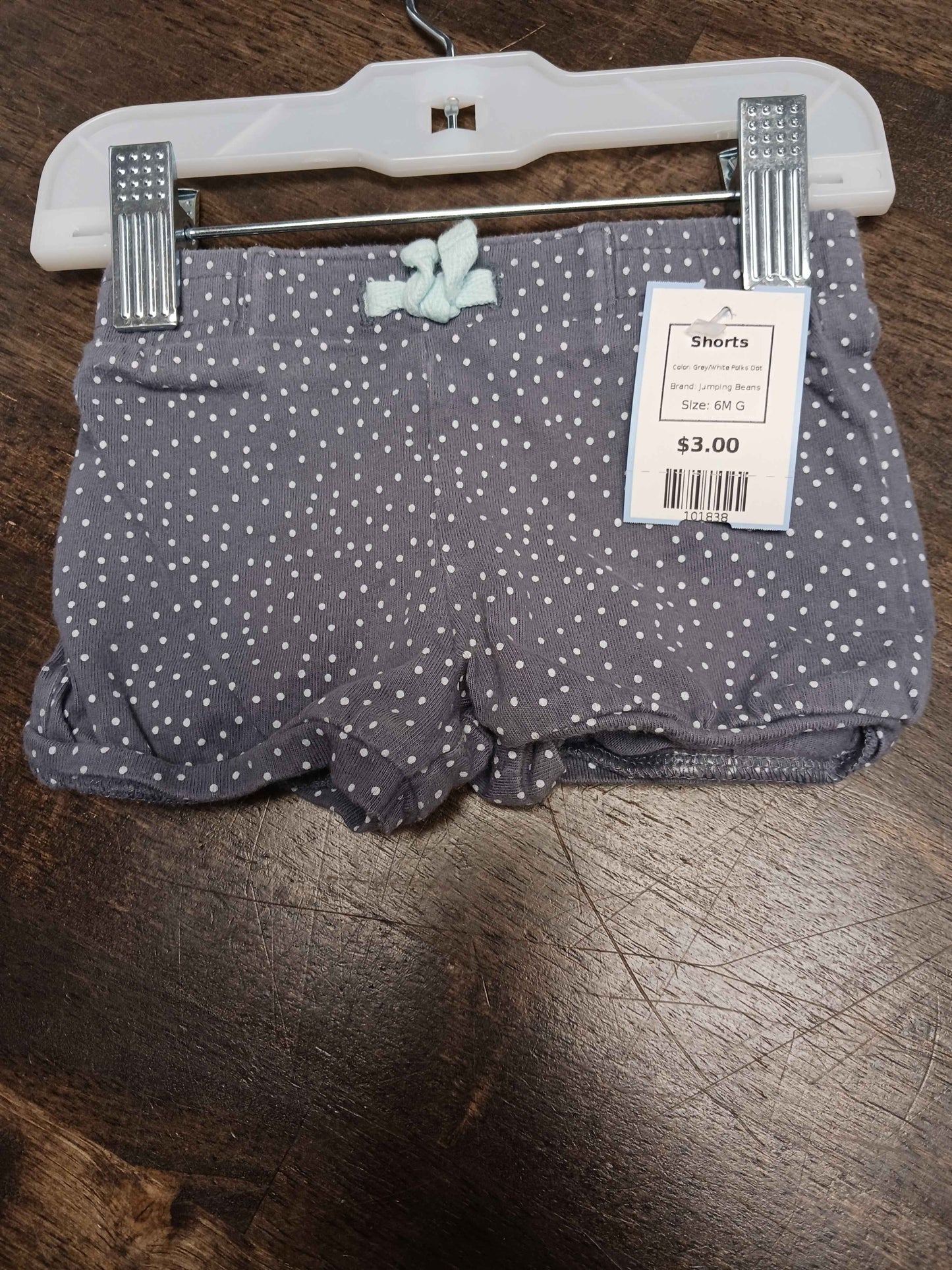 Grey/White Polka Dot Jumping Beans Shorts, 6M G
