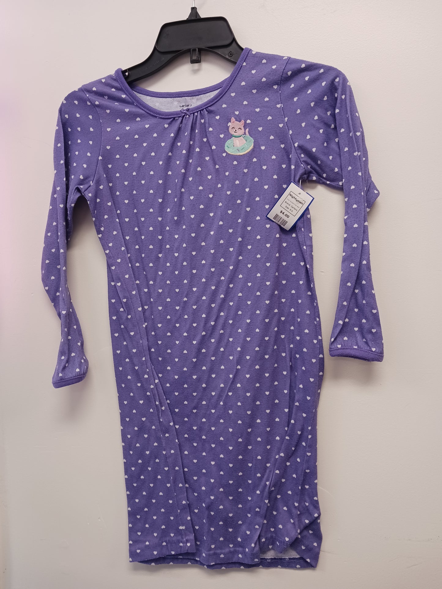 Purple/White Heart Carters Nightgown, 8 G