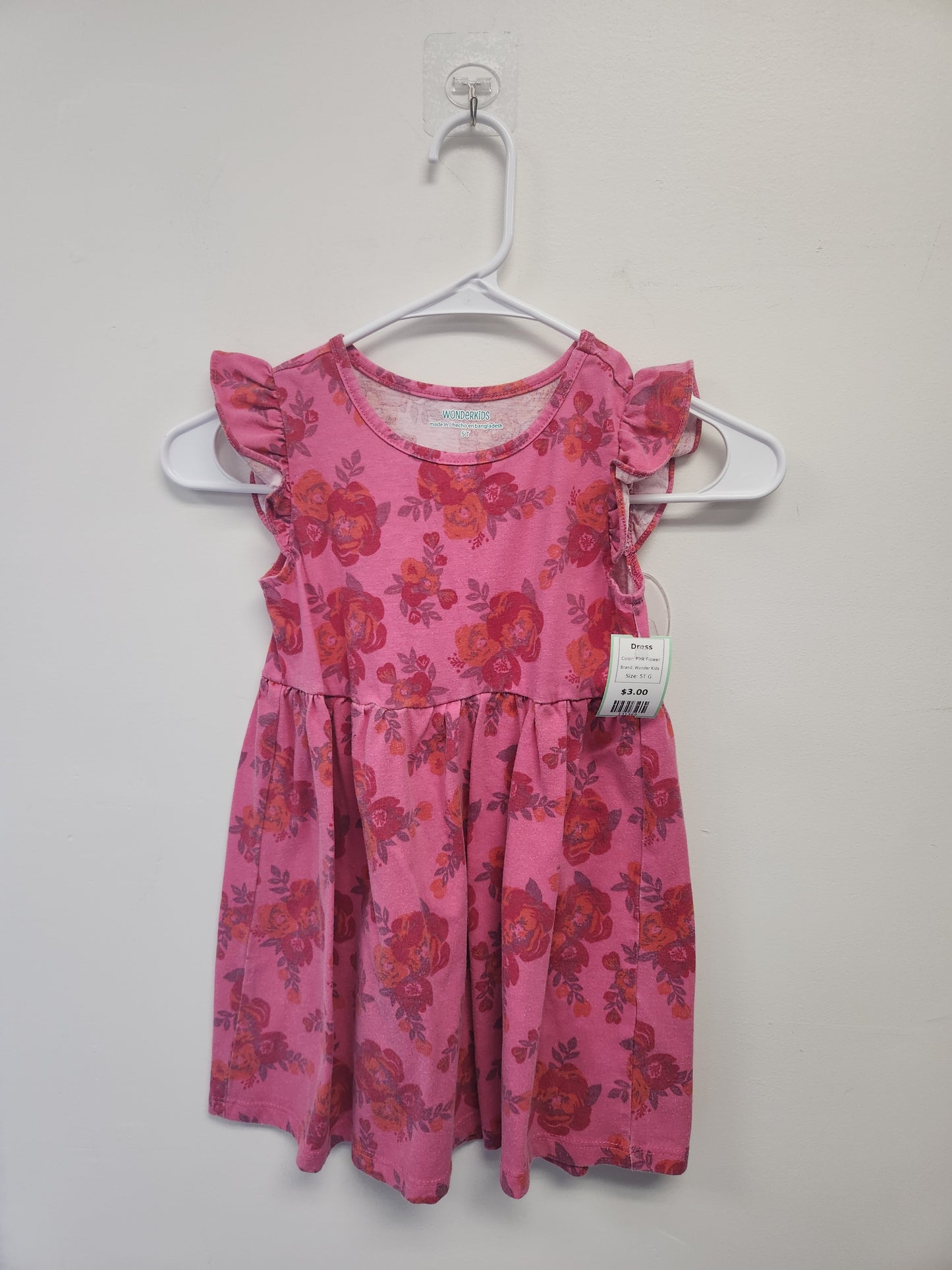 Pink Flower Wonder Kids Dress, 5T G
