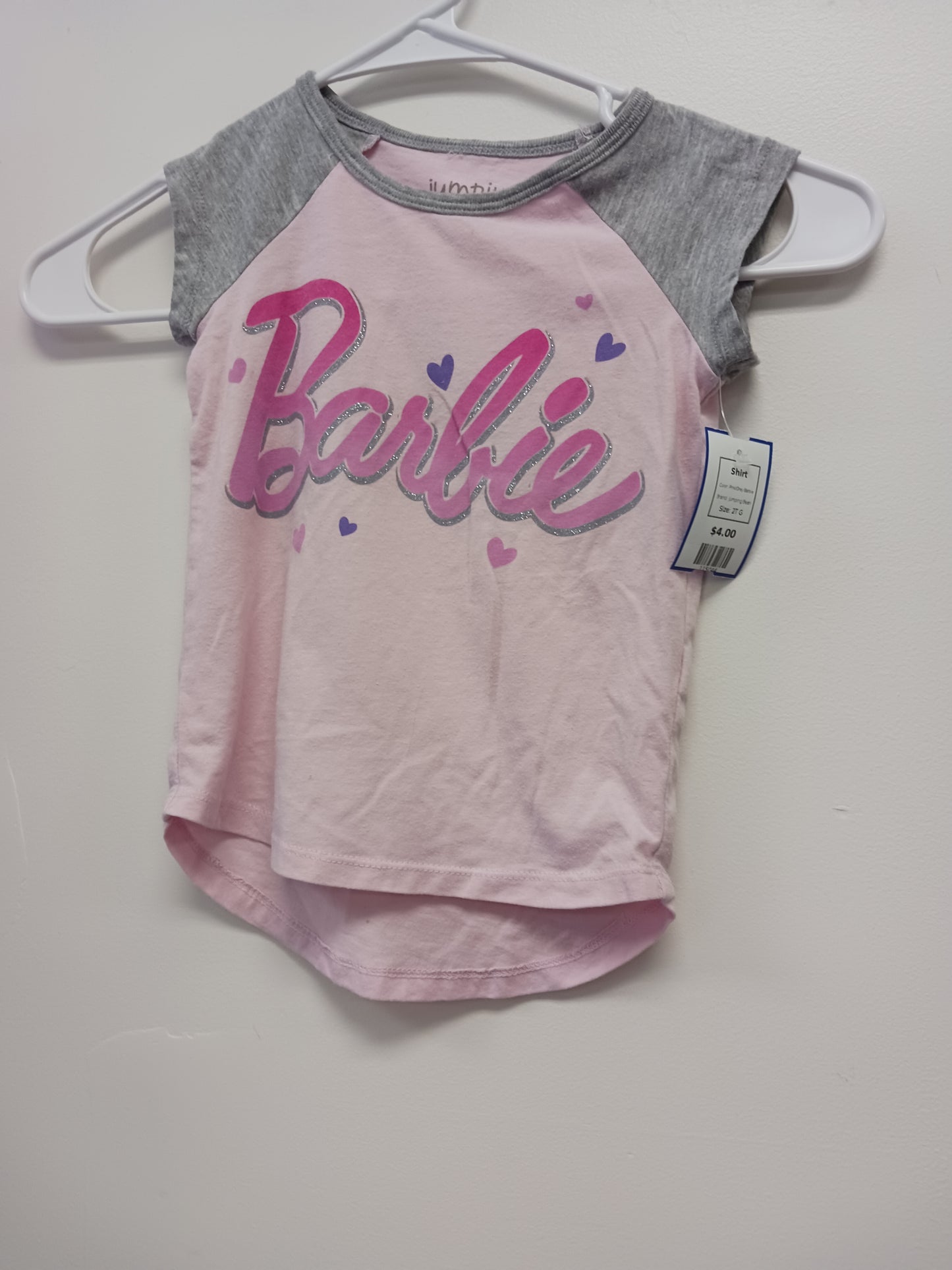 Pink/Grey Barbie Jumping Bean Shirt, 2T G