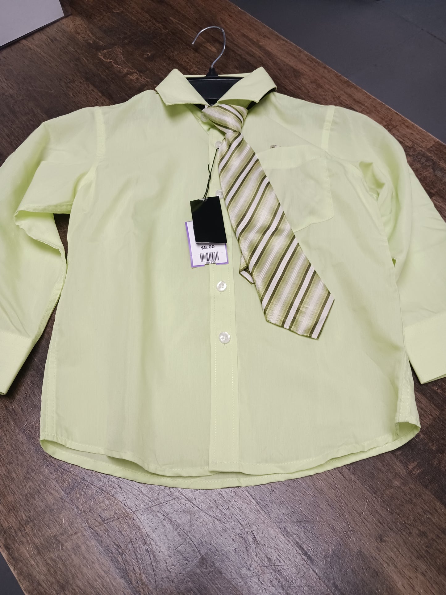 Green Kids World Of USA Longsleeve Button Up W/Tie, 6 B