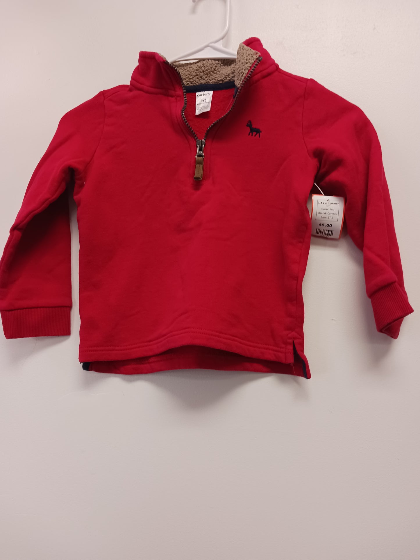 Red Carters 1/4 Zip Sweater, 5T B