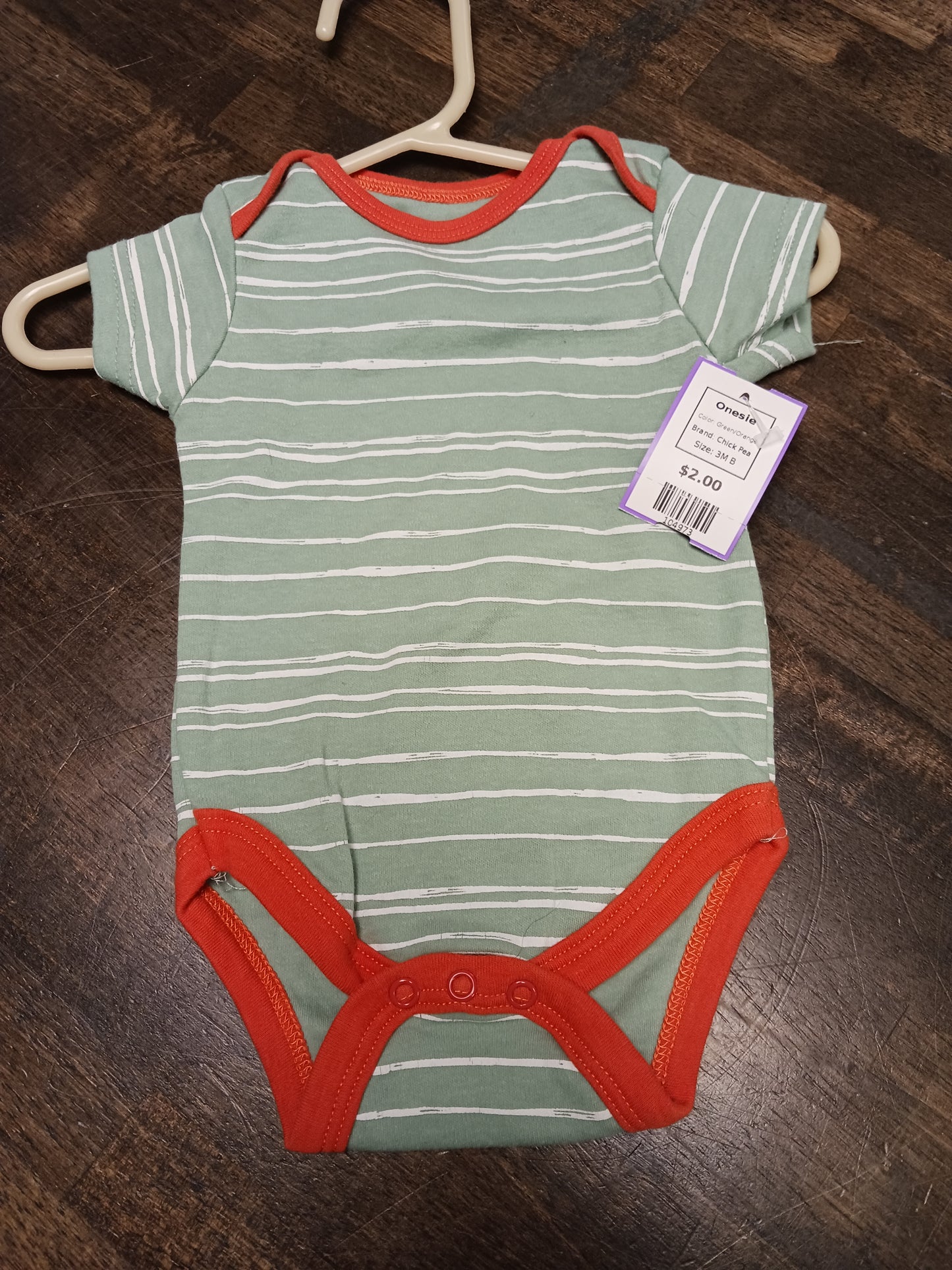 Green/Orange Chick Pea Onesie, 3M B