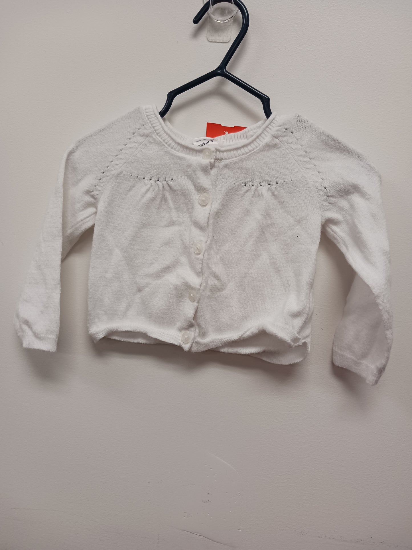 white Carters Cardigan, 6M G