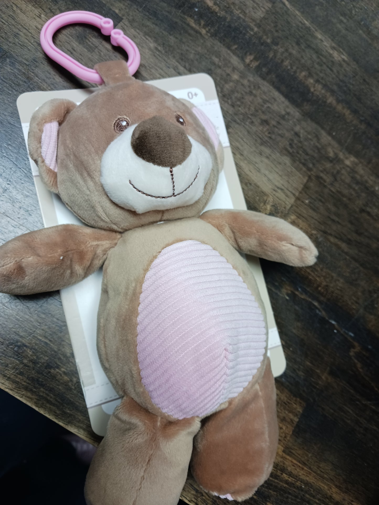 Brown/Pink Kelly Baby Bear Carseat Toy