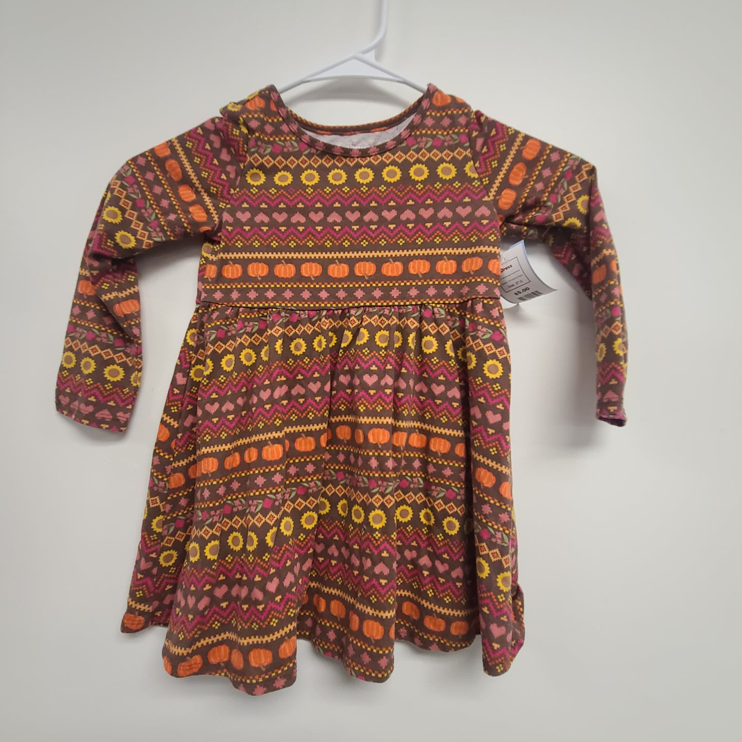 Brown/Orange Pumpkin/Flower Childrens Place Dress, 3T G