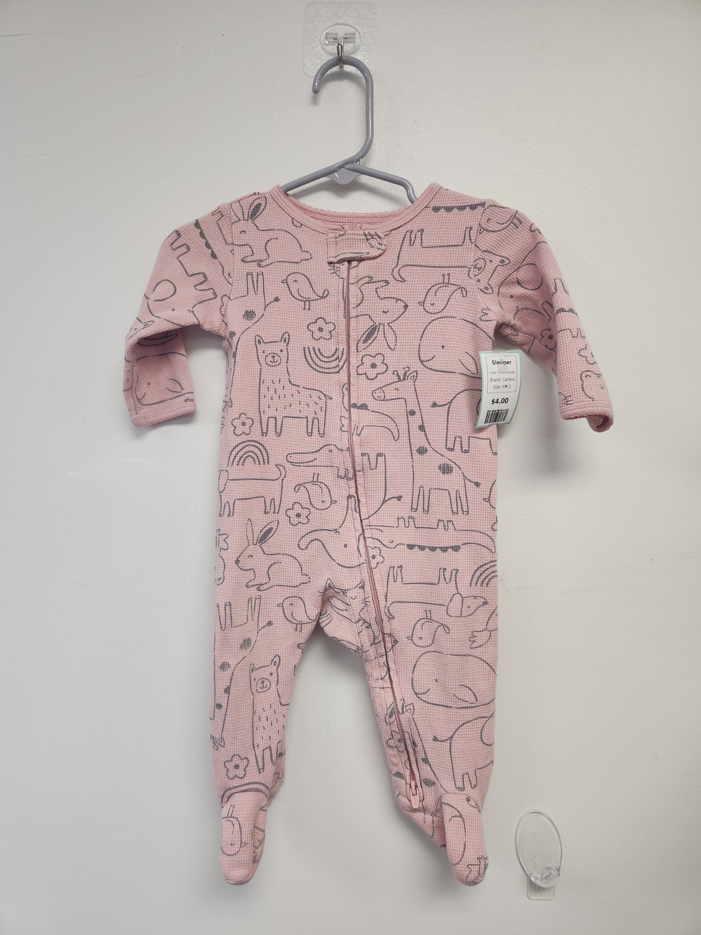 Pink Animals Carters Sleeper, 6M G